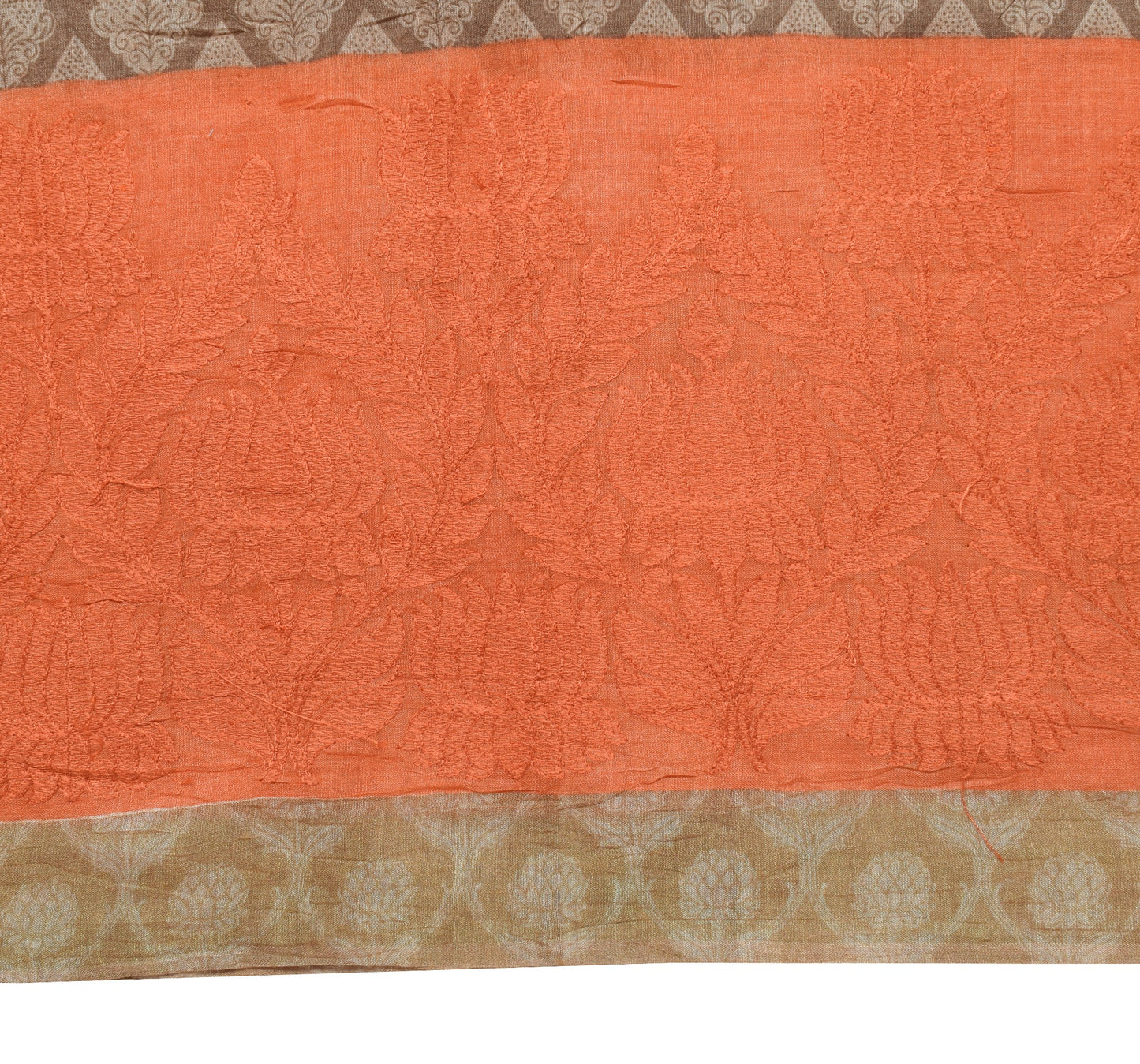 Sushila Vintage Brown Branded Saree Pure Woolen Embroidered&Printed Sari Fabric