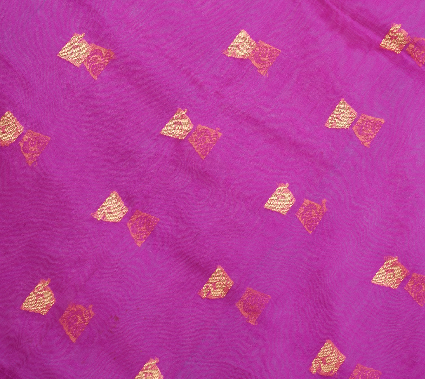 Sushila Vintage Pure Cotton Saree with Peacock Motifs Magenta Indian Sari Fabric