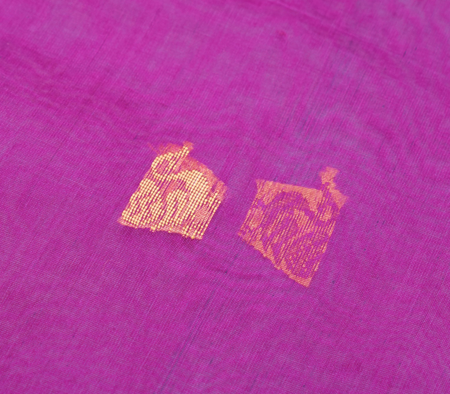 Sushila Vintage Pure Cotton Saree with Peacock Motifs Magenta Indian Sari Fabric