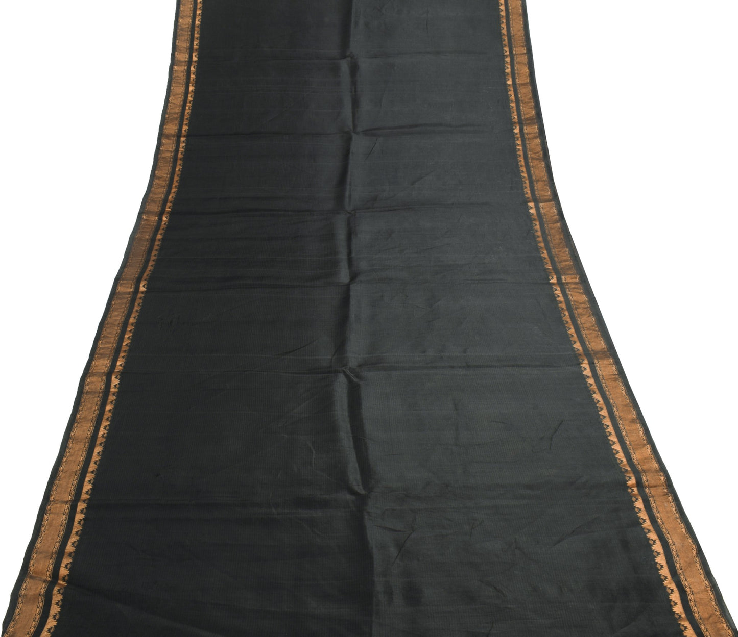 Sushila Vintage Black Classy Saree 100% Pure Silk Zari Brocade Sari Craft Fabric