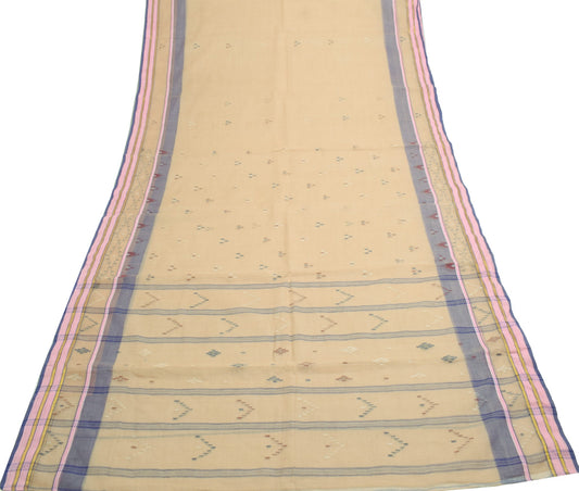 Sushila Vintage Brown Saree Bengal Tant Woven Handloom Pure Cotton Saree Fabric