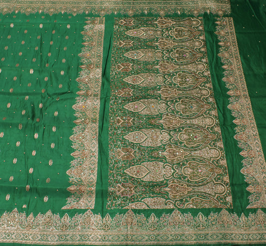 Sushila Vintage Heavy Saree Pure Satin Silk Banarasi Brocade Woven Sari Fabric