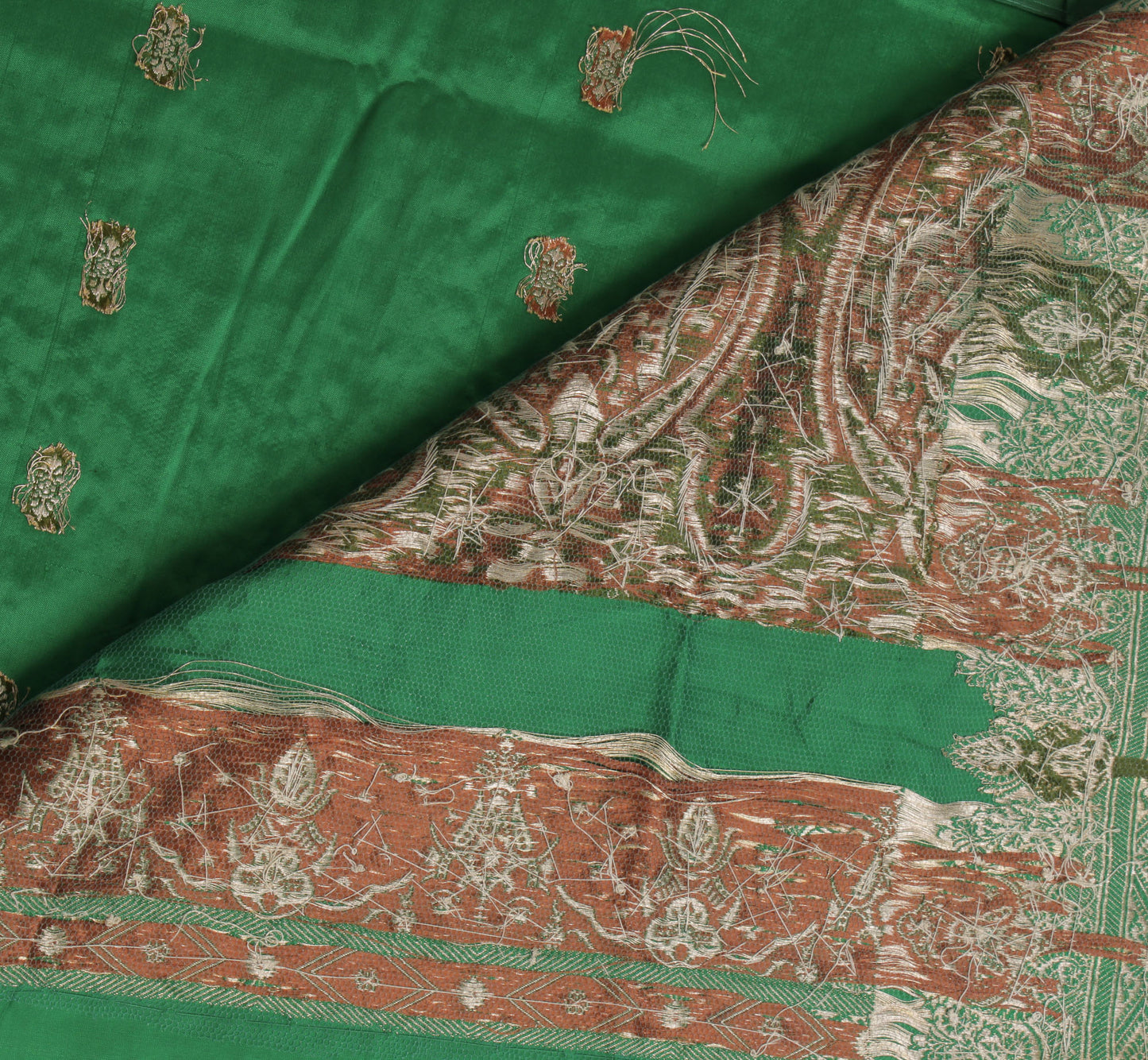 Sushila Vintage Heavy Saree Pure Satin Silk Banarasi Brocade Woven Sari Fabric