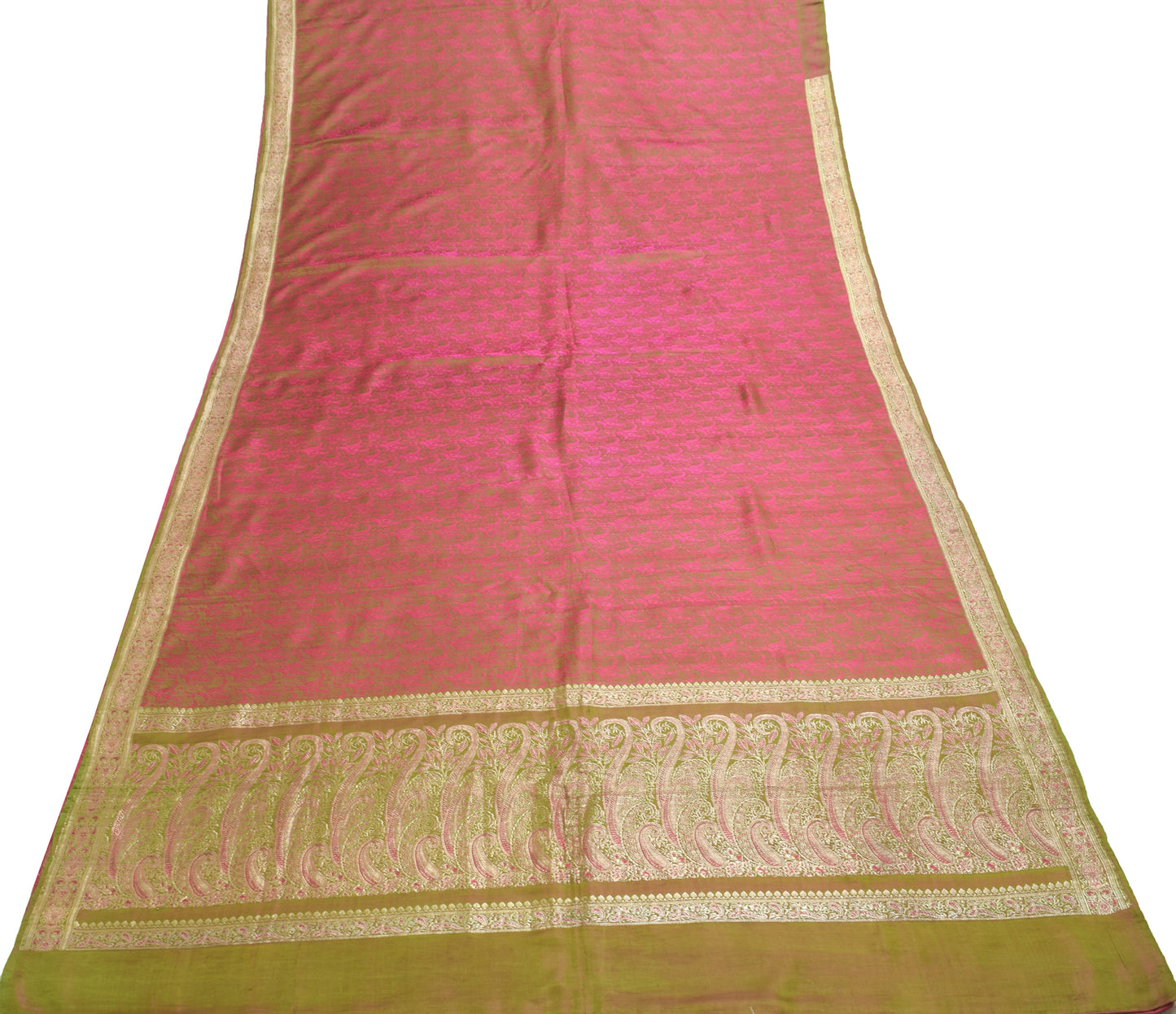 Sushila Vintage Heavy Saree Pure Satin Silk Banarasi Brocade Woven Sari Fabric