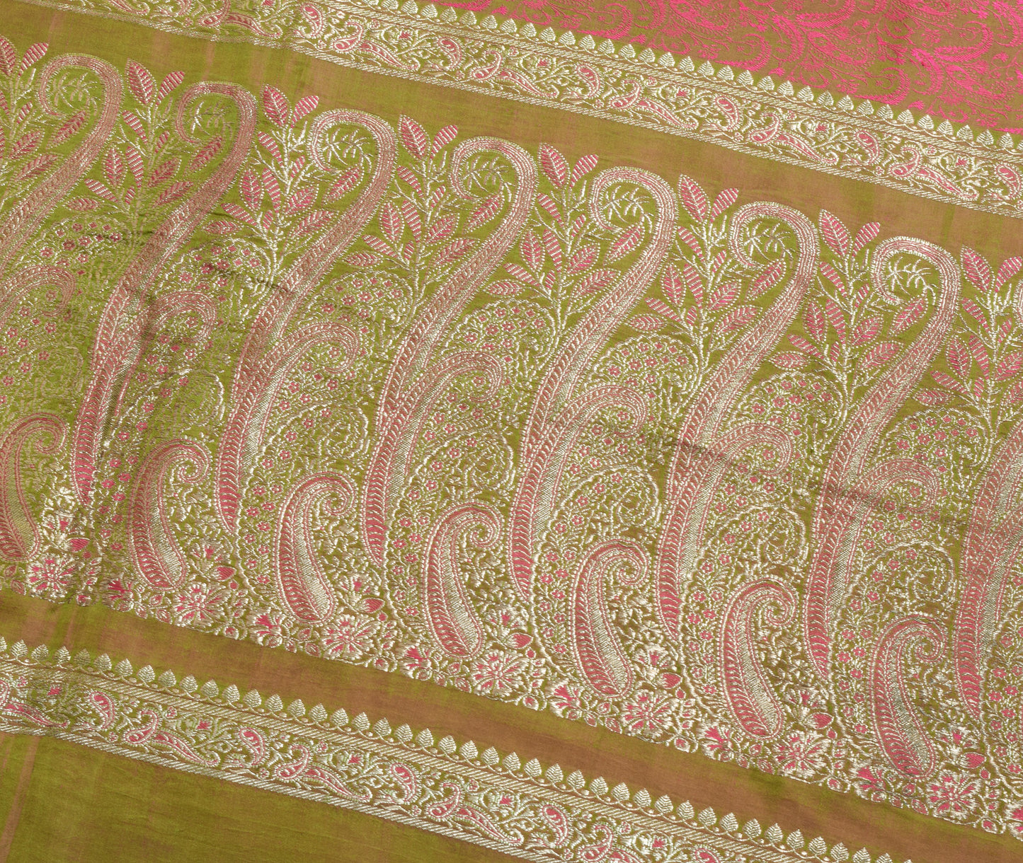 Sushila Vintage Heavy Saree Pure Satin Silk Banarasi Brocade Woven Sari Fabric