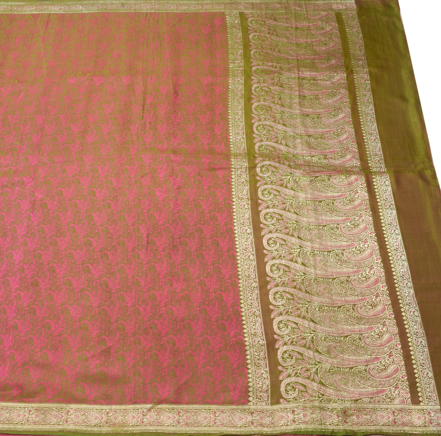 Sushila Vintage Heavy Saree Pure Satin Silk Banarasi Brocade Woven Sari Fabric