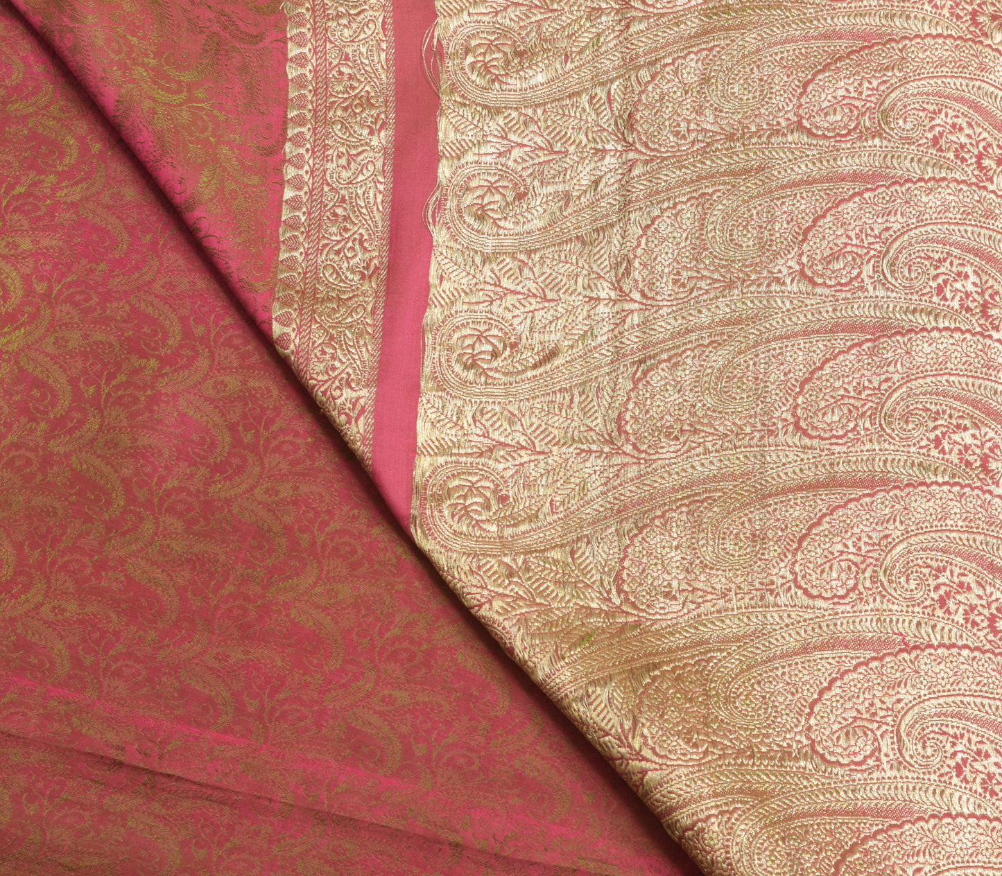 Sushila Vintage Heavy Saree Pure Satin Silk Banarasi Brocade Woven Sari Fabric