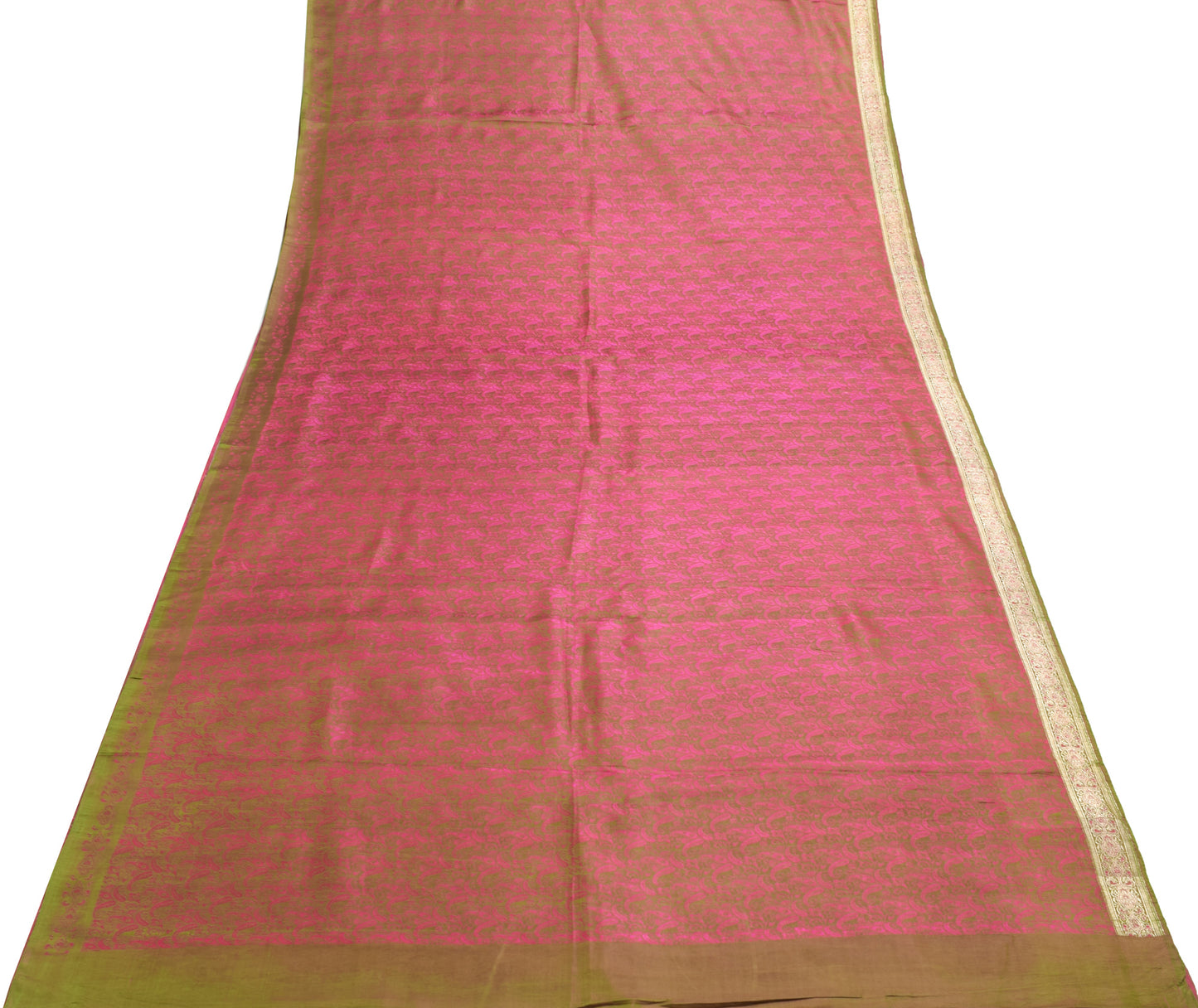 Sushila Vintage Heavy Saree Pure Satin Silk Banarasi Brocade Woven Sari Fabric