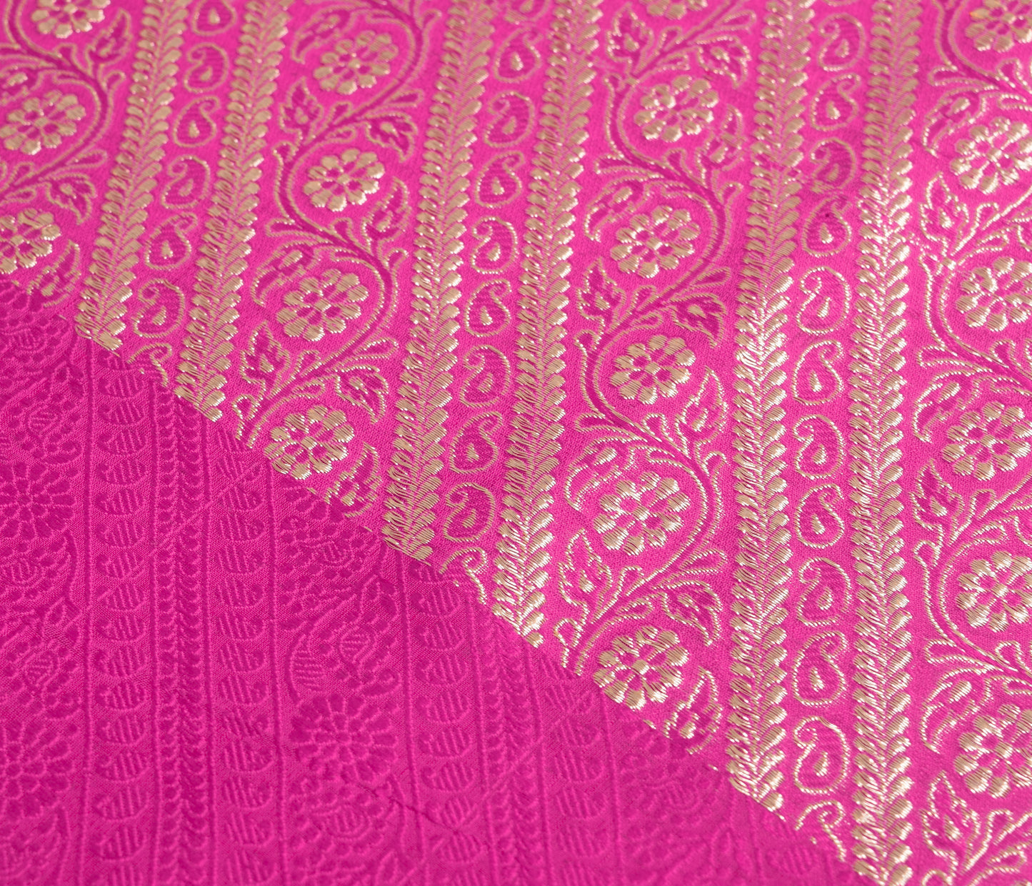 Sushila Vintage Heavy Saree Pure Satin Silk Banarasi Brocade Magenta Sari Fabric