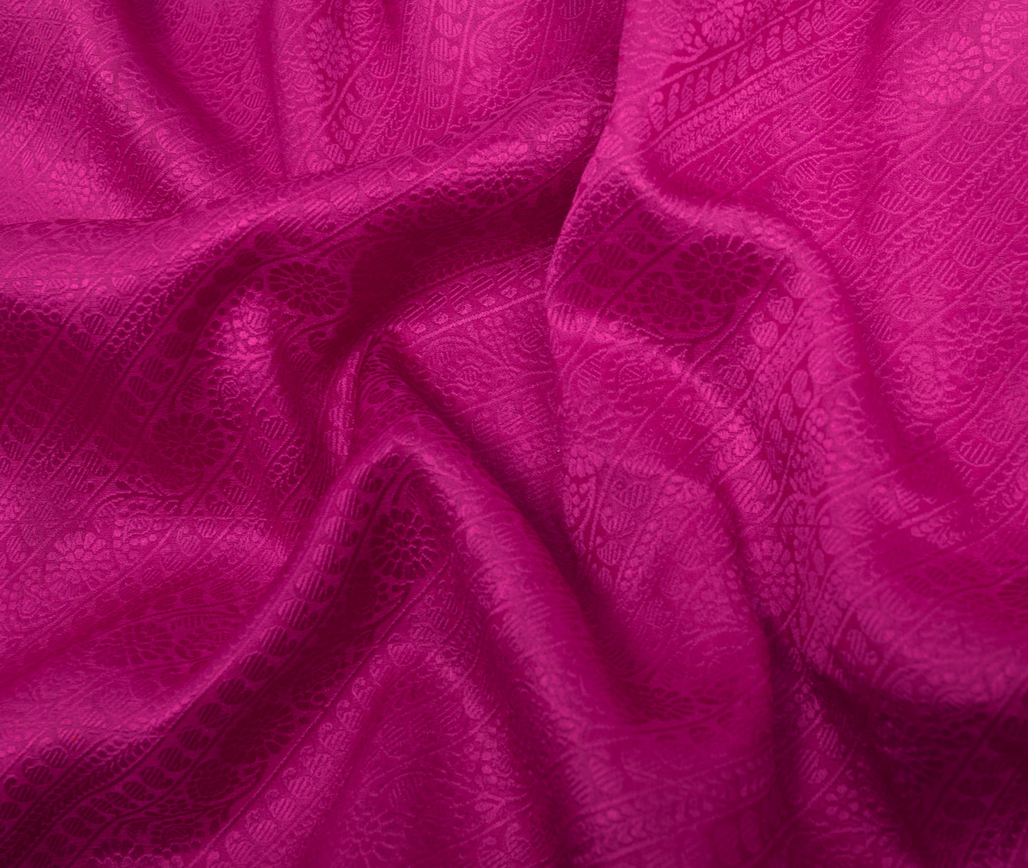 Sushila Vintage Heavy Saree Pure Satin Silk Banarasi Brocade Magenta Sari Fabric