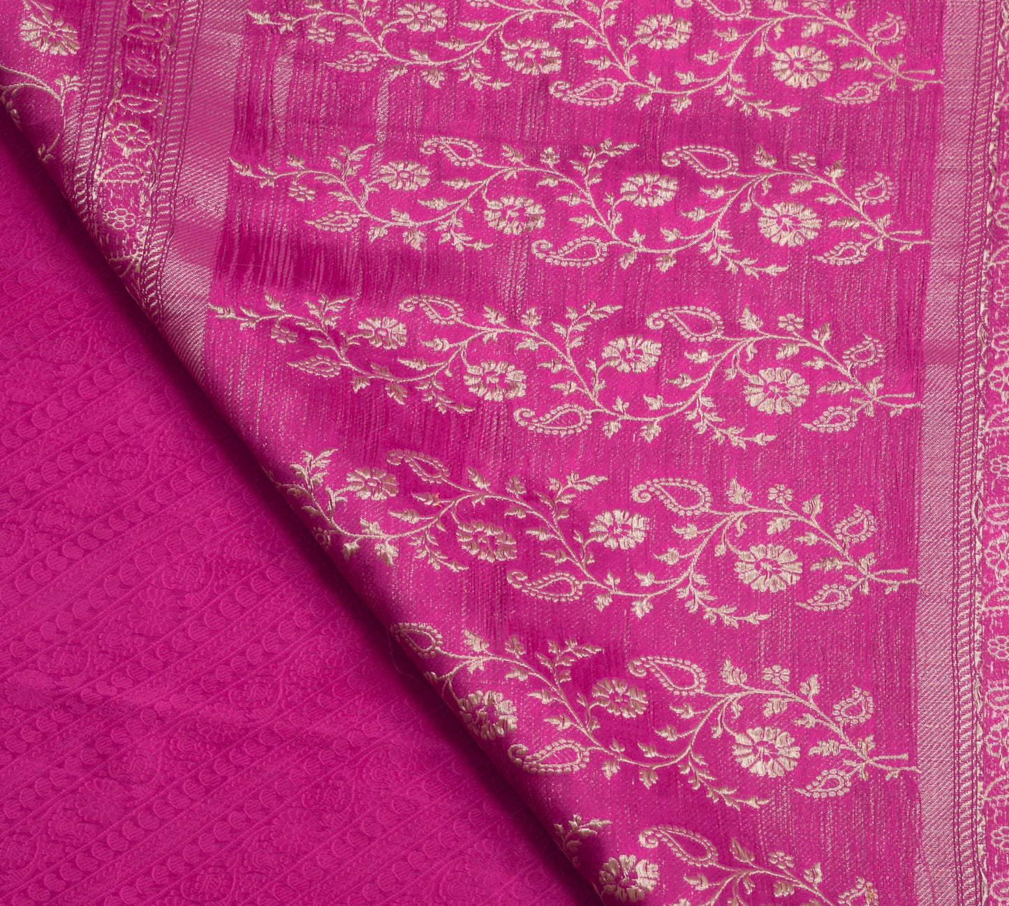 Sushila Vintage Heavy Saree Pure Satin Silk Banarasi Brocade Magenta Sari Fabric