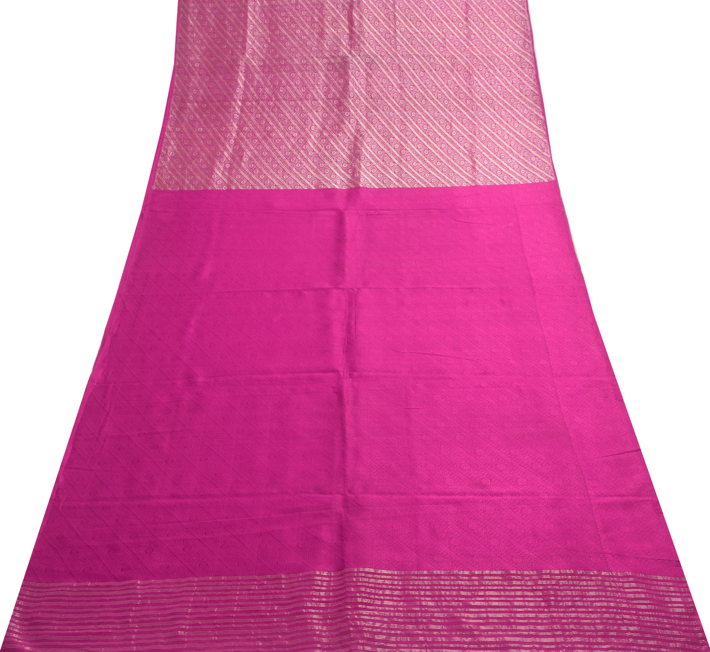 Sushila Vintage Heavy Saree Pure Satin Silk Banarasi Brocade Magenta Sari Fabric