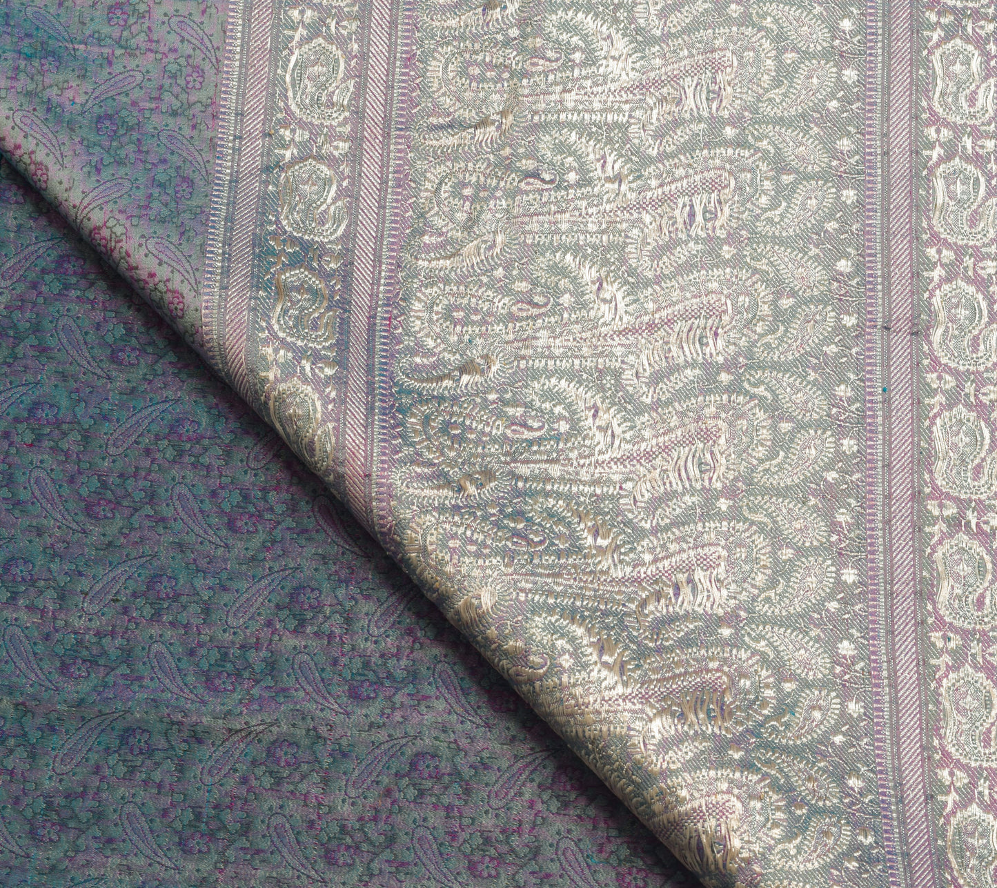 Sushila Vintage Heavy Saree Blue Pure Satin Silk Banarasi Brocade Woven Fabric