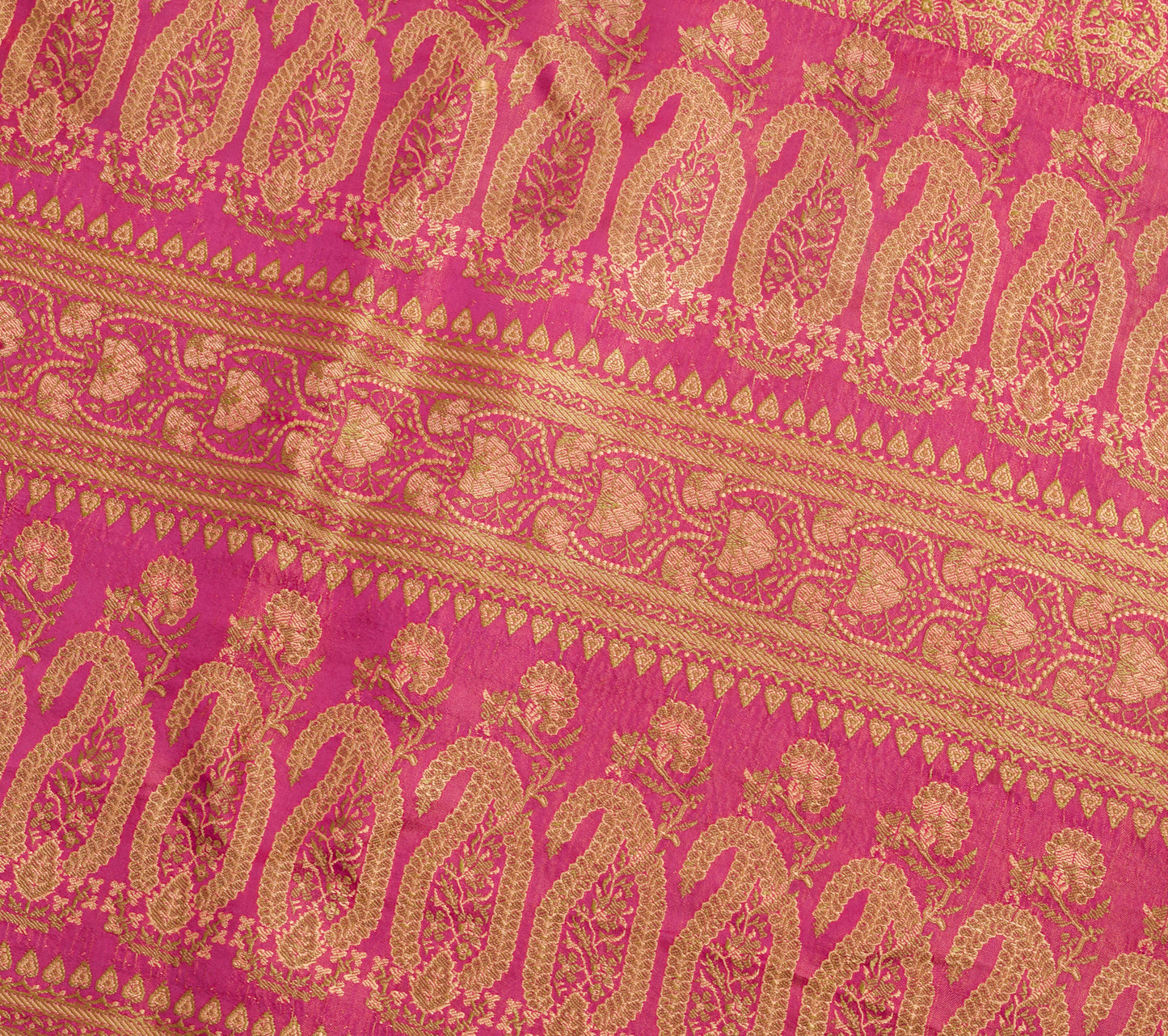 Sushila Vintage Heavy Saree Pure Satin Silk Banarasi Brocade Woven Pink Fabric