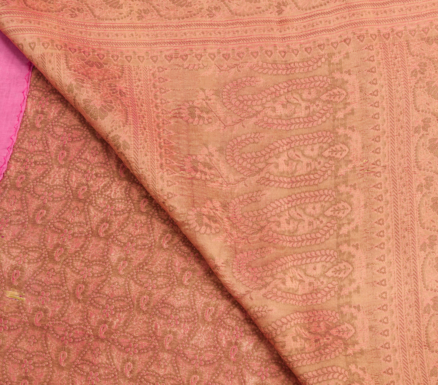 Sushila Vintage Heavy Saree Pure Satin Silk Banarasi Brocade Woven Pink Fabric