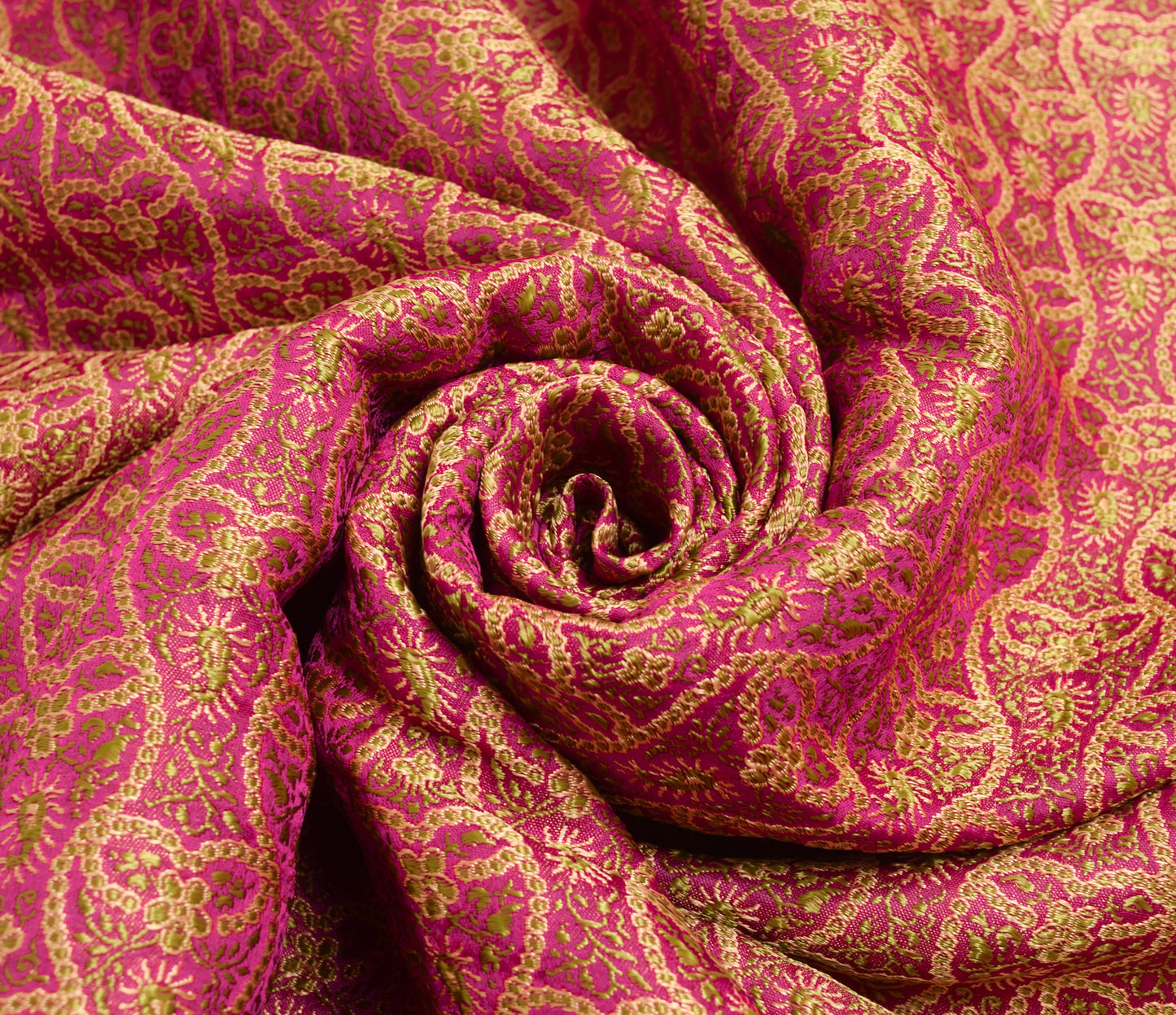 Sushila Vintage Heavy Saree Pure Satin Silk Banarasi Brocade Woven Pink Fabric