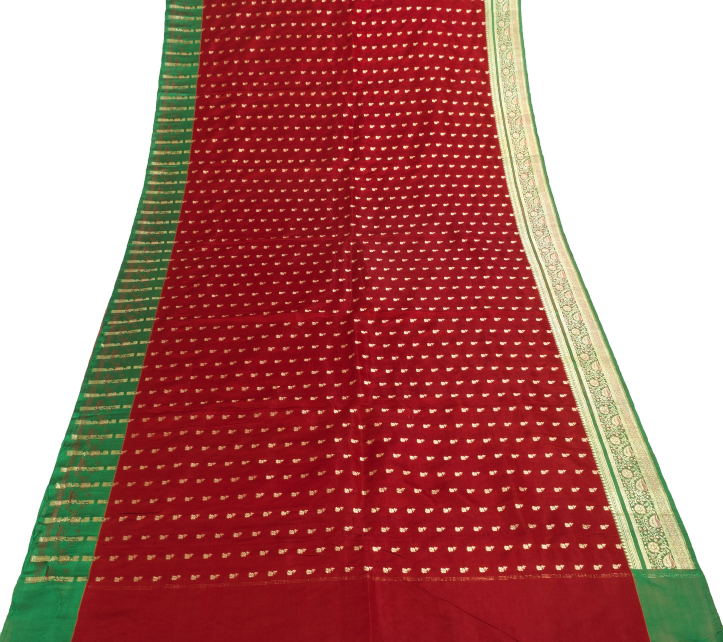 Sushila Vintage Heavy Saree Pure Satin Silk Banarasi Brocade Woven Maroon Fabric