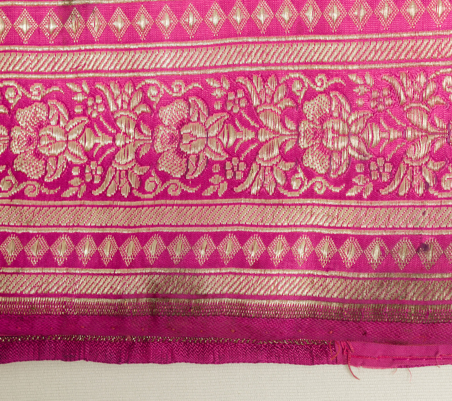 Sushila Vintage Heavy Magenta Saree Pure Satin Silk Banarasi Brocade Woven Sari