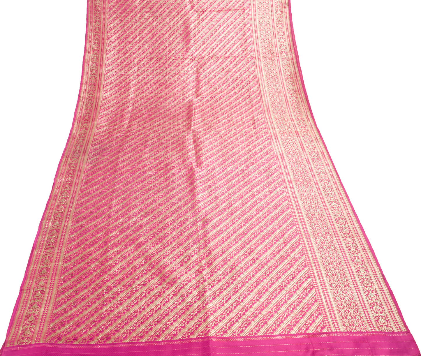 Sushila Vintage Heavy Magenta Saree Pure Satin Silk Banarasi Brocade Woven Sari