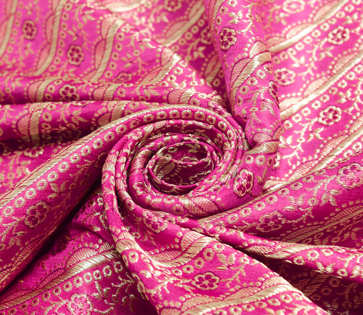 Sushila Vintage Heavy Magenta Saree Pure Satin Silk Banarasi Brocade Woven Sari