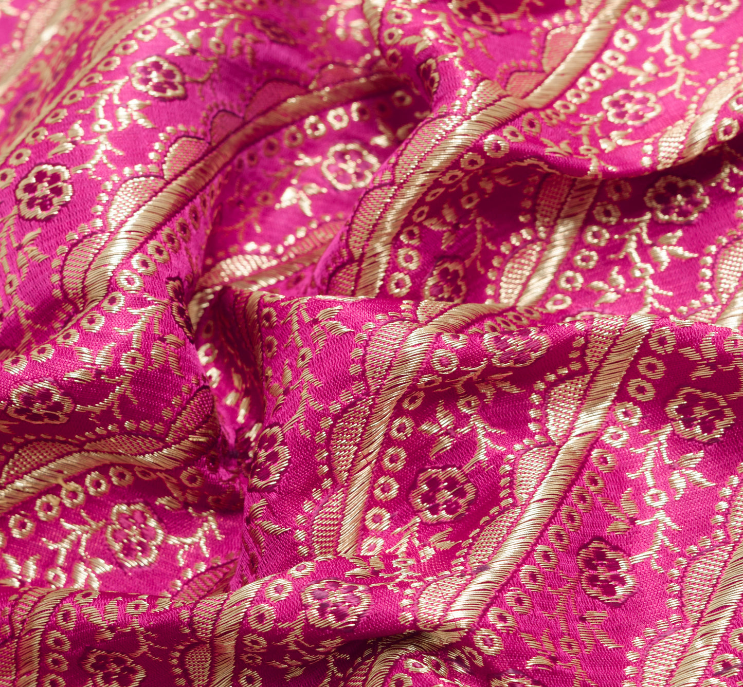 Sushila Vintage Heavy Magenta Saree Pure Satin Silk Banarasi Brocade Woven Sari