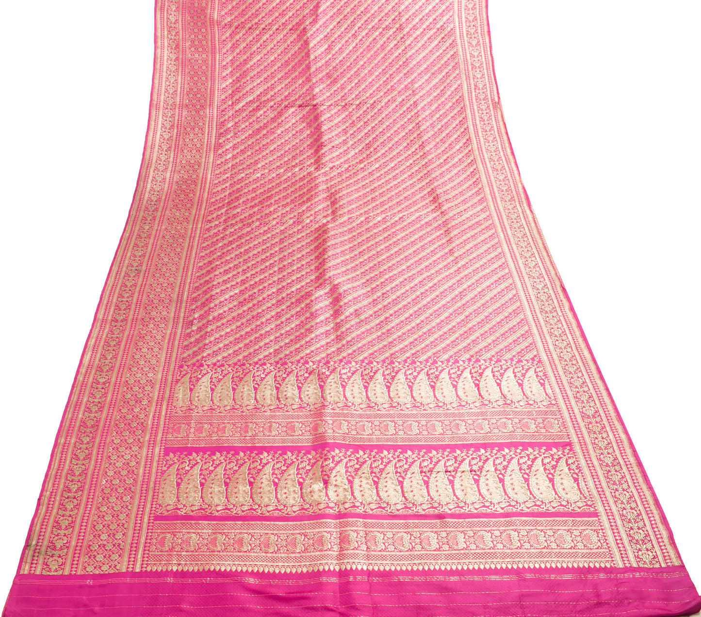 Sushila Vintage Heavy Magenta Saree Pure Satin Silk Banarasi Brocade Woven Sari