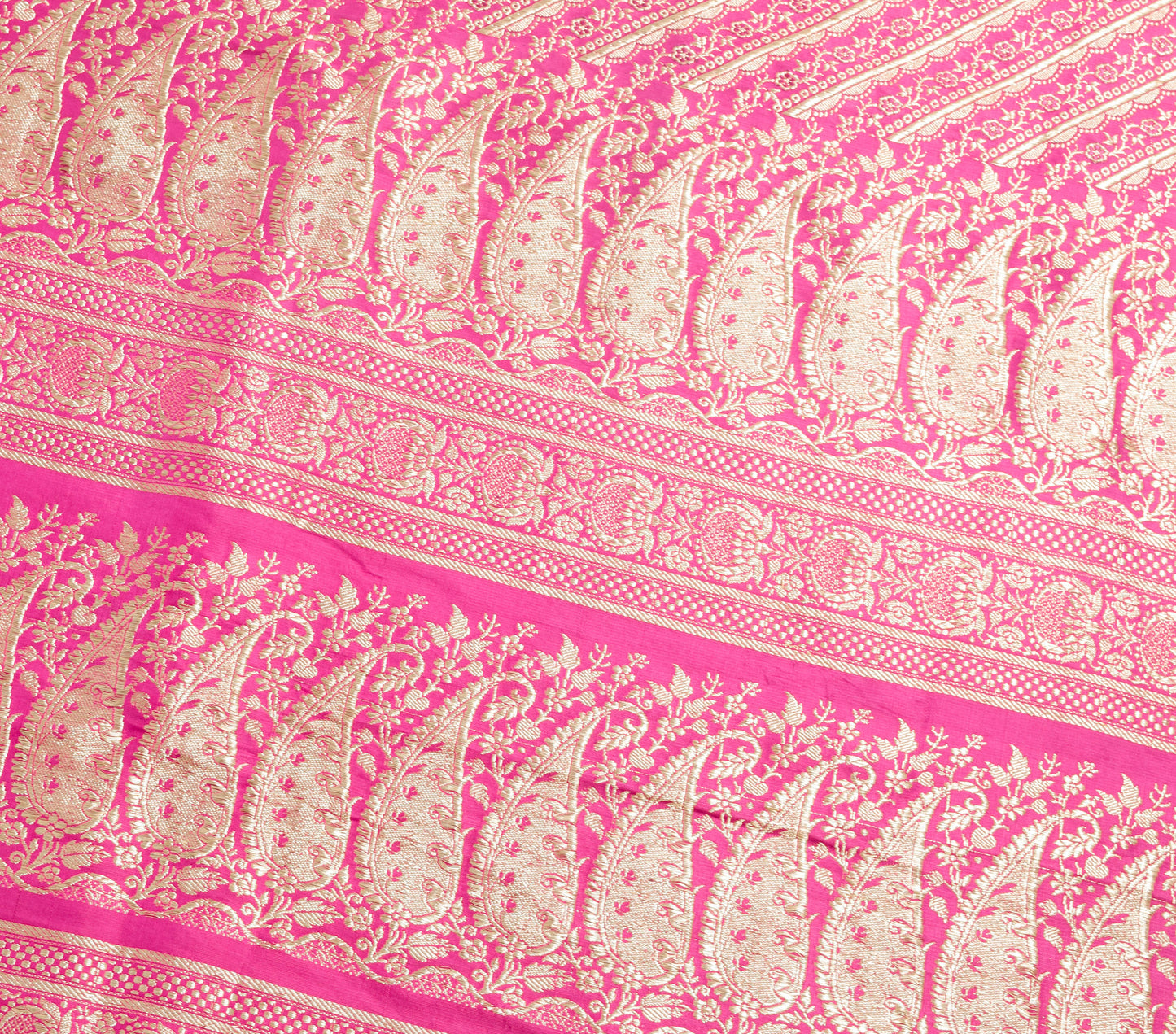 Sushila Vintage Heavy Magenta Saree Pure Satin Silk Banarasi Brocade Woven Sari