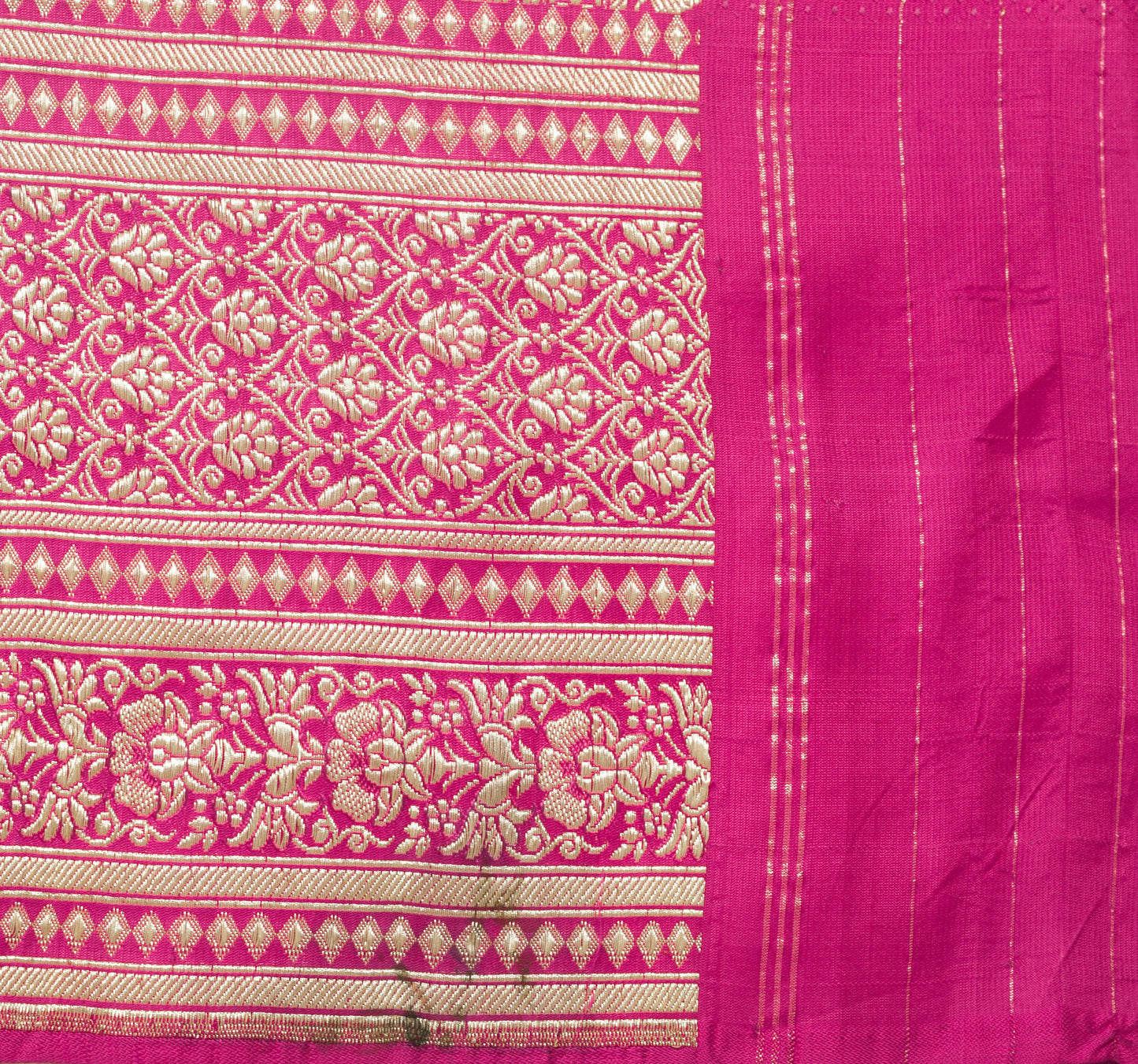 Sushila Vintage Heavy Magenta Saree Pure Satin Silk Banarasi Brocade Woven Sari