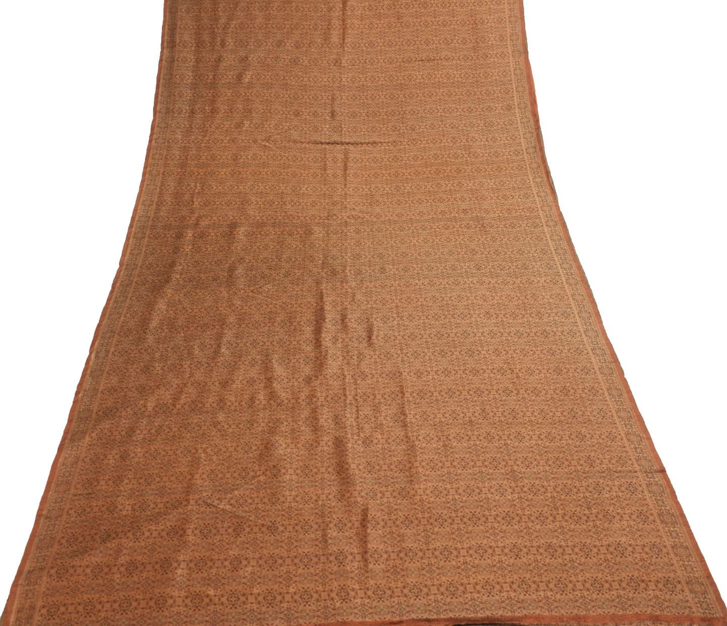 Sushila Vintage Heavy Saree Pure Satin Silk Banarasi Brown Woven Sari Fabric