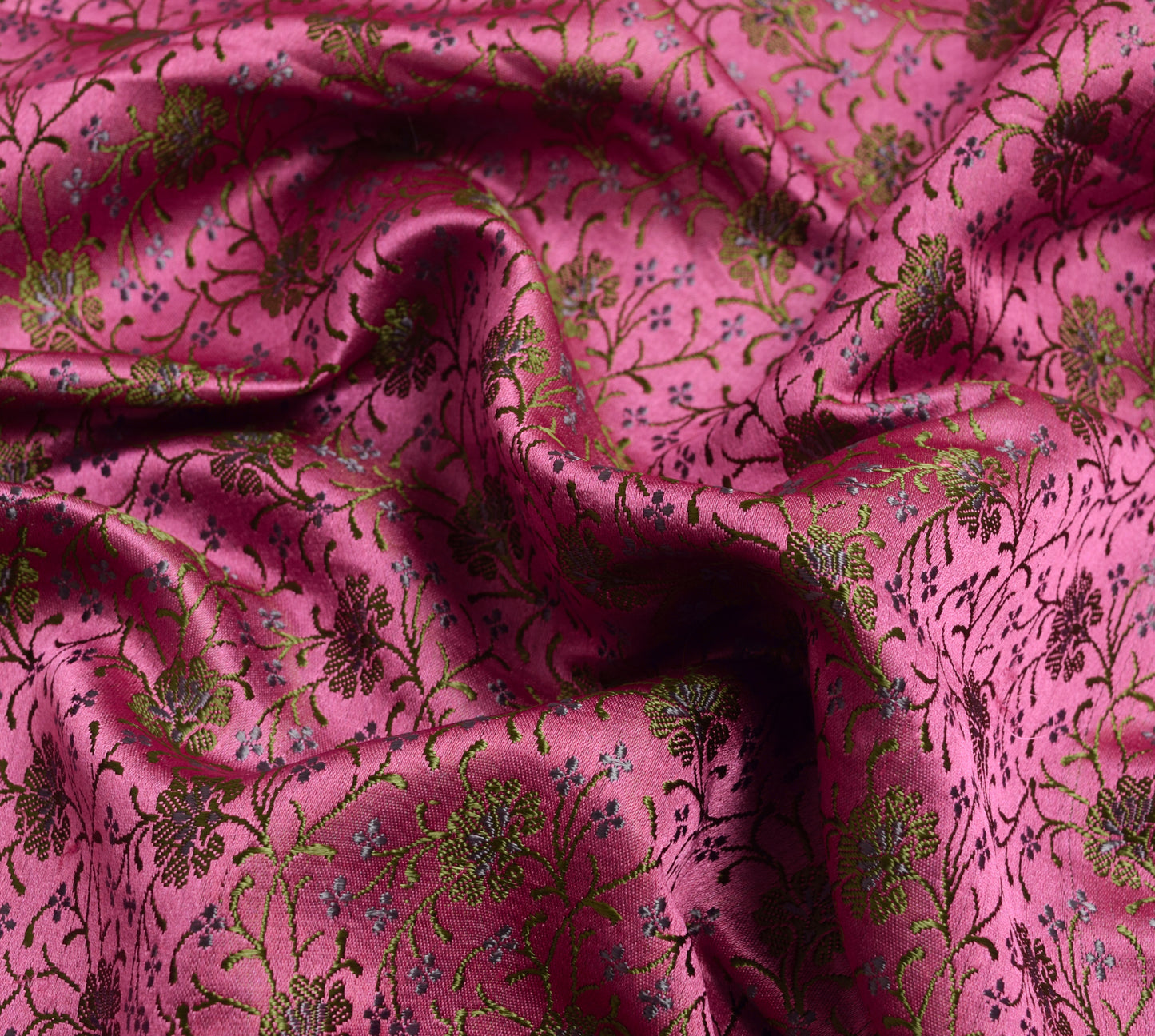 Sushila Vintage Heavy Saree Pure Satin Silk Banarasi Brocade Pink Sari Fabric