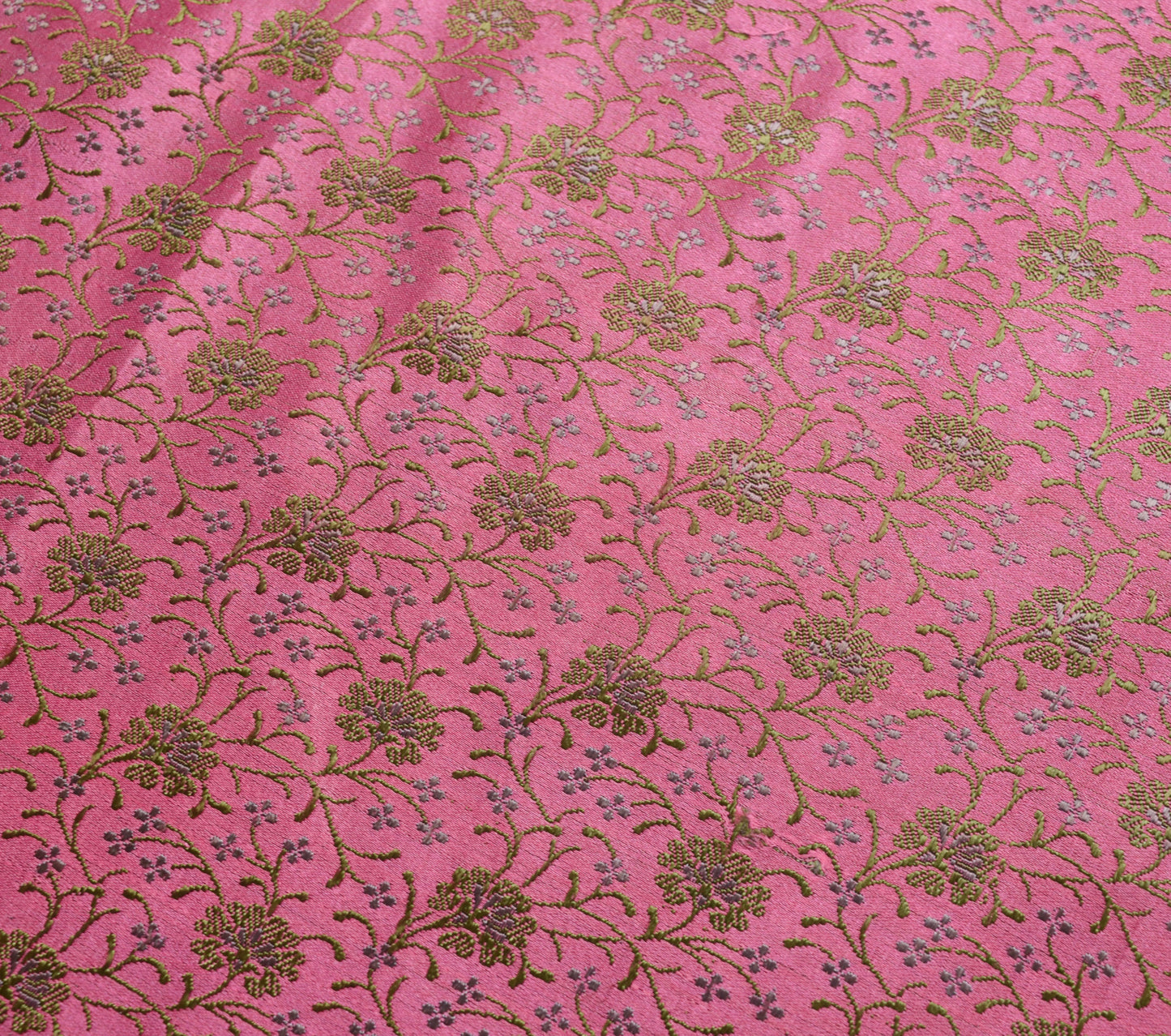 Sushila Vintage Heavy Saree Pure Satin Silk Banarasi Brocade Pink Sari Fabric