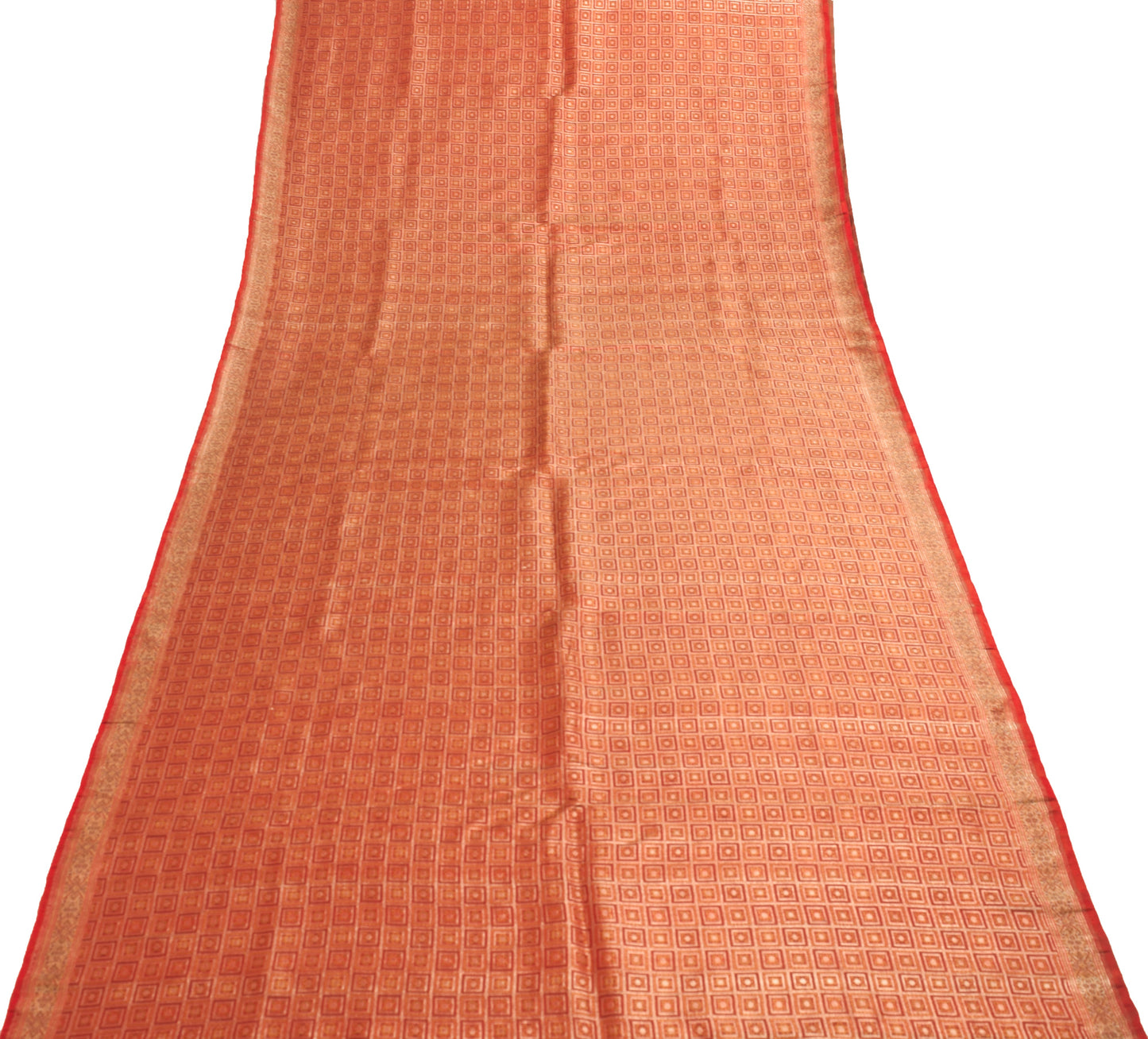 Sushila Vintage Heavy Saree Pure Satin Silk Banarasi Brocade Woven Red Fabric