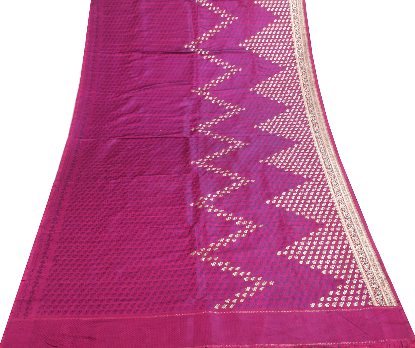 Sushila Vintage Magenta Heavy Saree Pure Satin Silk Banarasi Brocade Sari Fabric