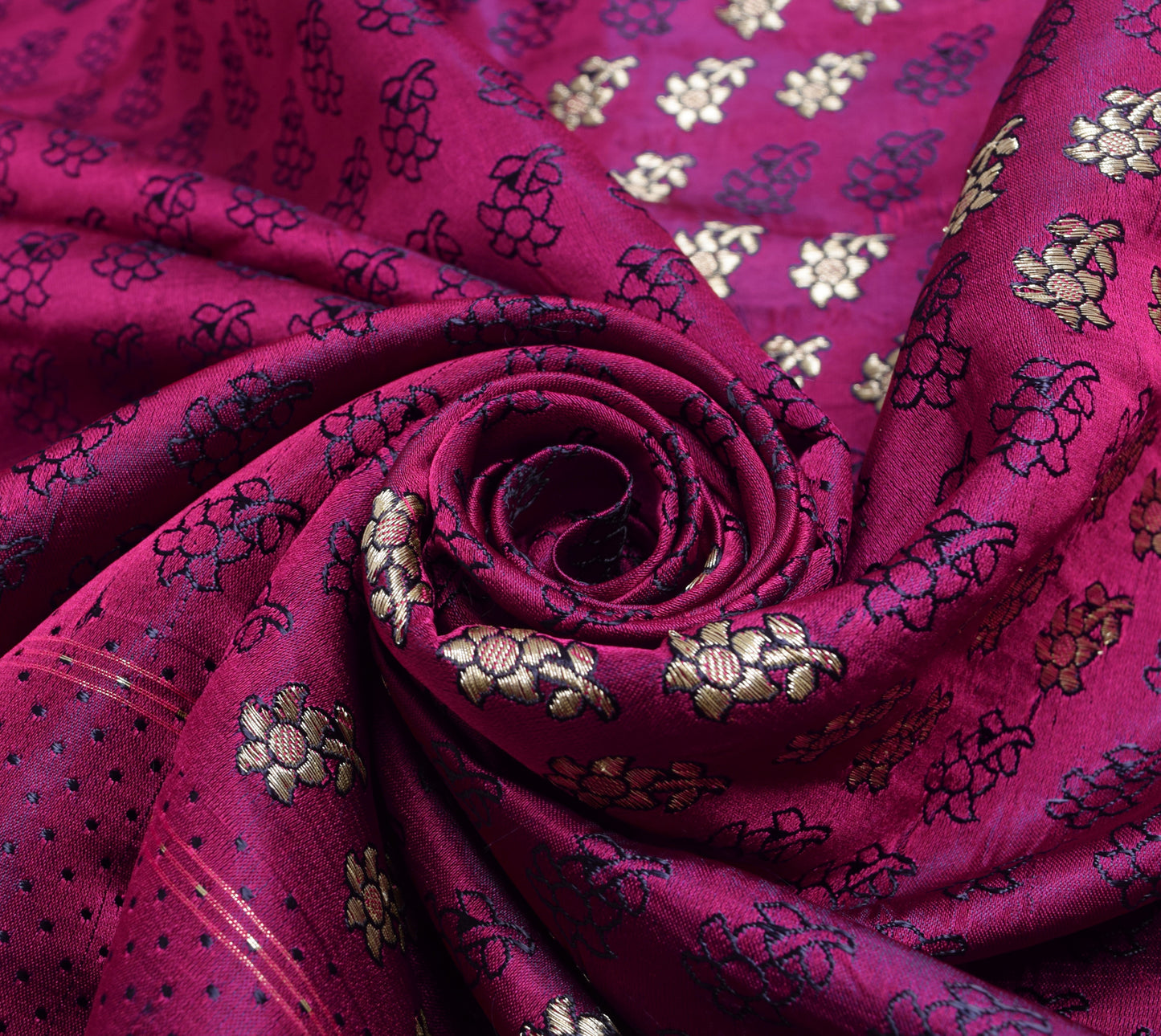 Sushila Vintage Magenta Heavy Saree Pure Satin Silk Banarasi Brocade Sari Fabric