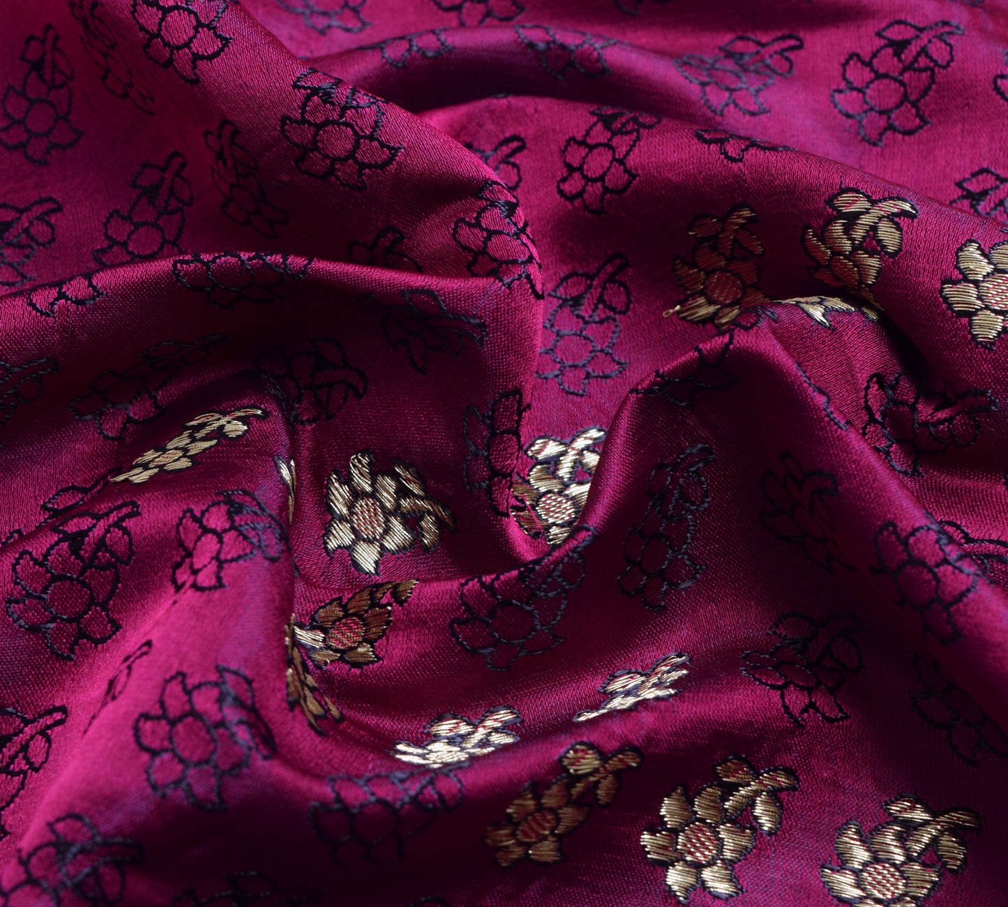 Sushila Vintage Magenta Heavy Saree Pure Satin Silk Banarasi Brocade Sari Fabric