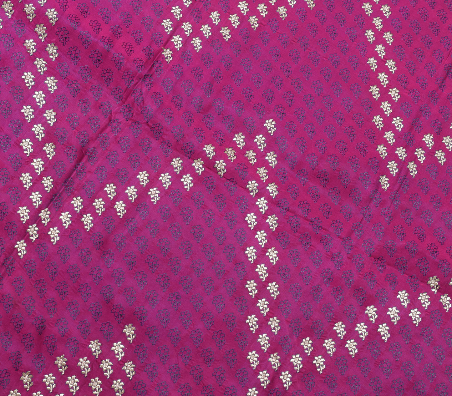 Sushila Vintage Magenta Heavy Saree Pure Satin Silk Banarasi Brocade Sari Fabric