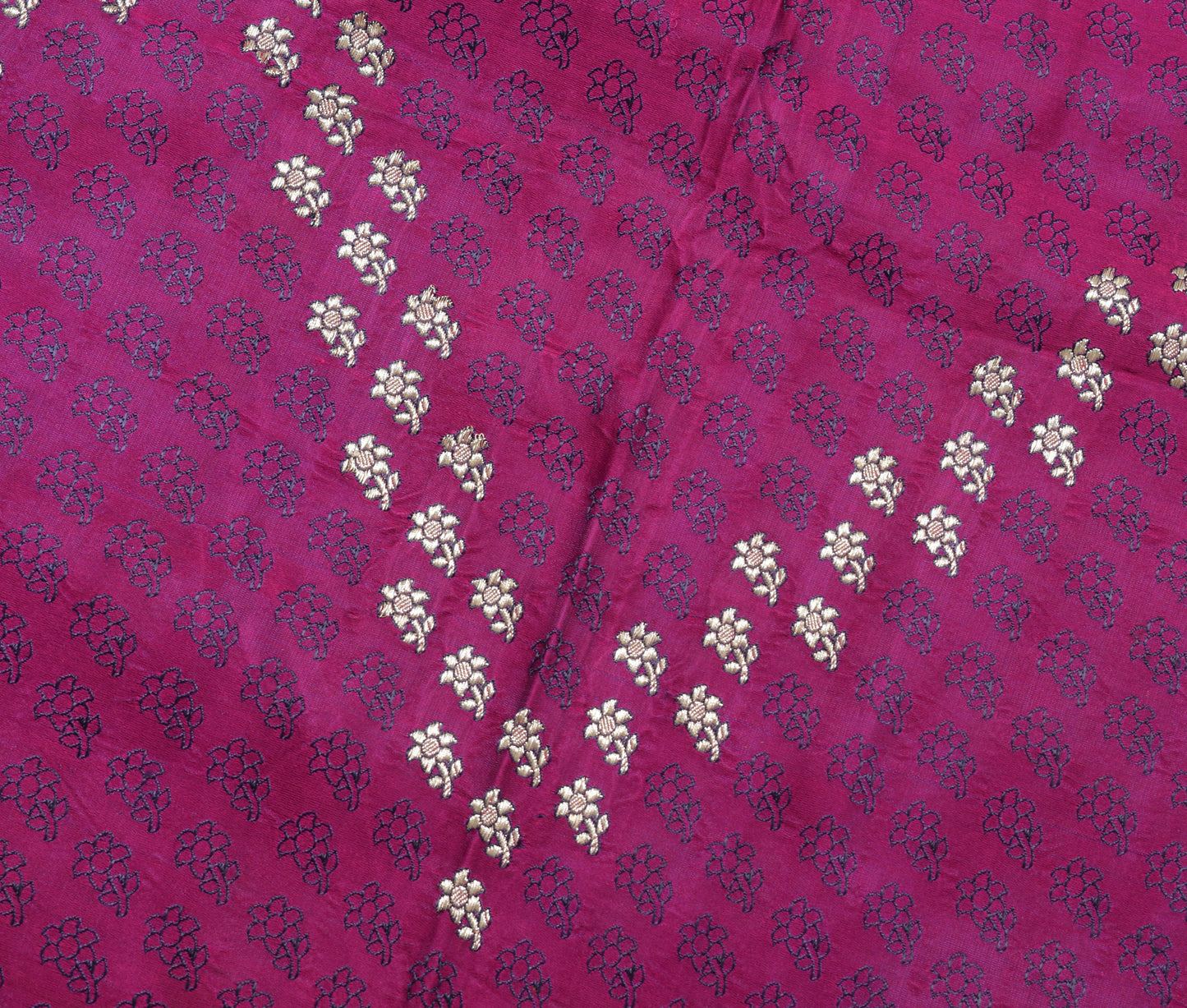 Sushila Vintage Magenta Heavy Saree Pure Satin Silk Banarasi Brocade Sari Fabric