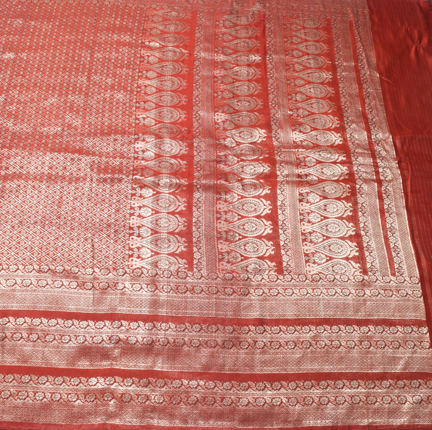 Sushila Vintage Heavy Maroon Saree Pure Satin Silk Banarasi Brocade Sari Fabric