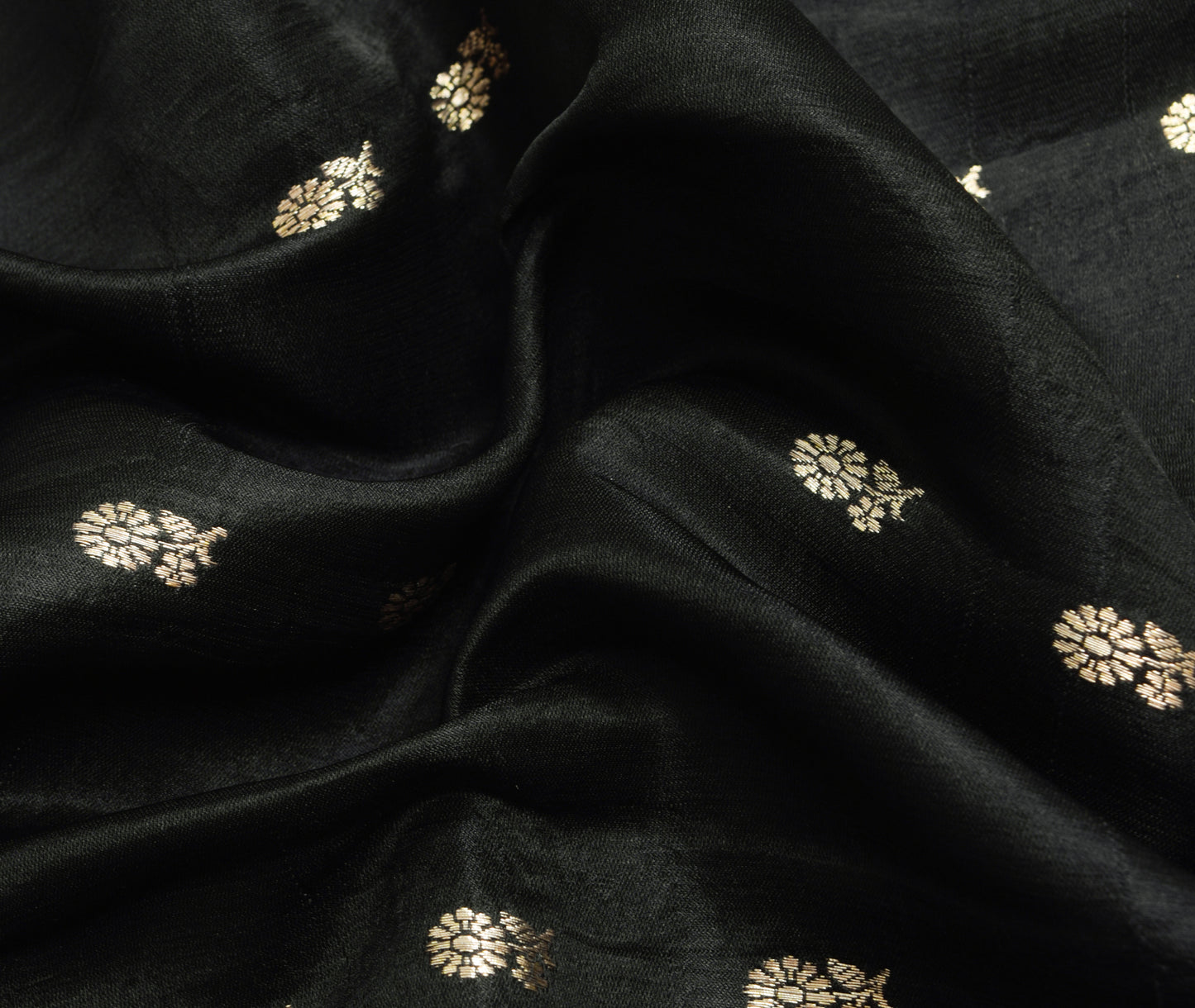 Sushila Vintage Heavy Saree Pure Satin Silk Banarasi Brocade Woven Black Fabric