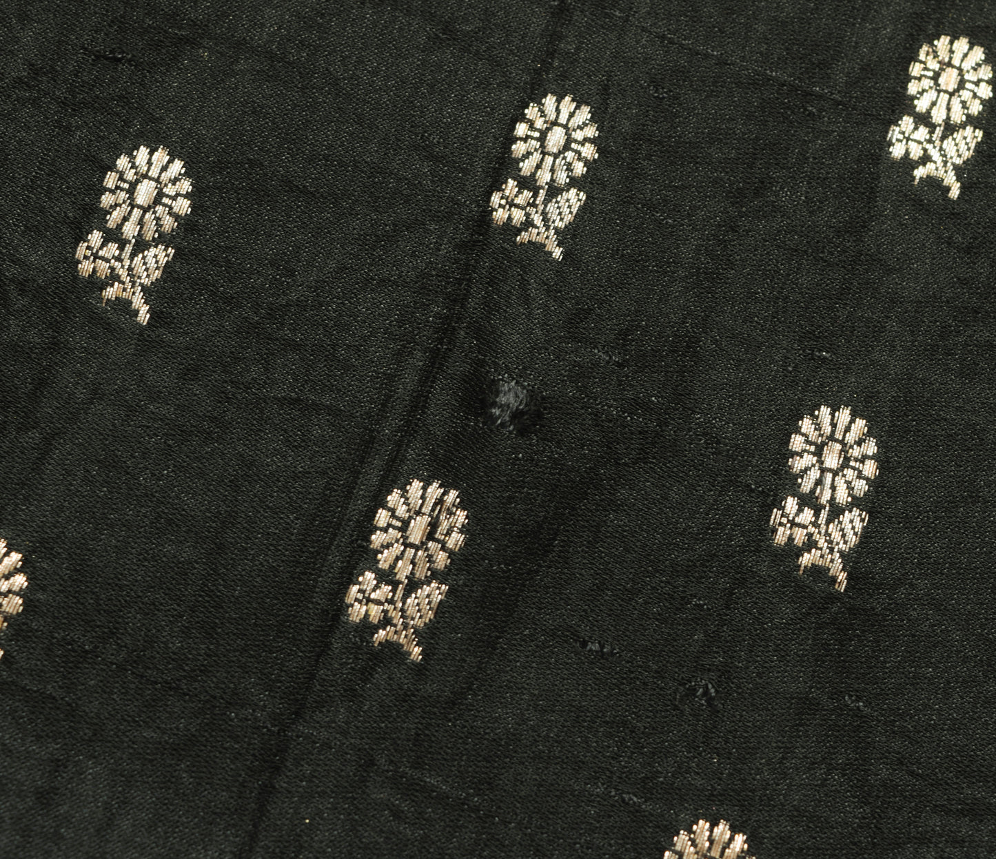 Sushila Vintage Heavy Saree Pure Satin Silk Banarasi Brocade Woven Black Fabric