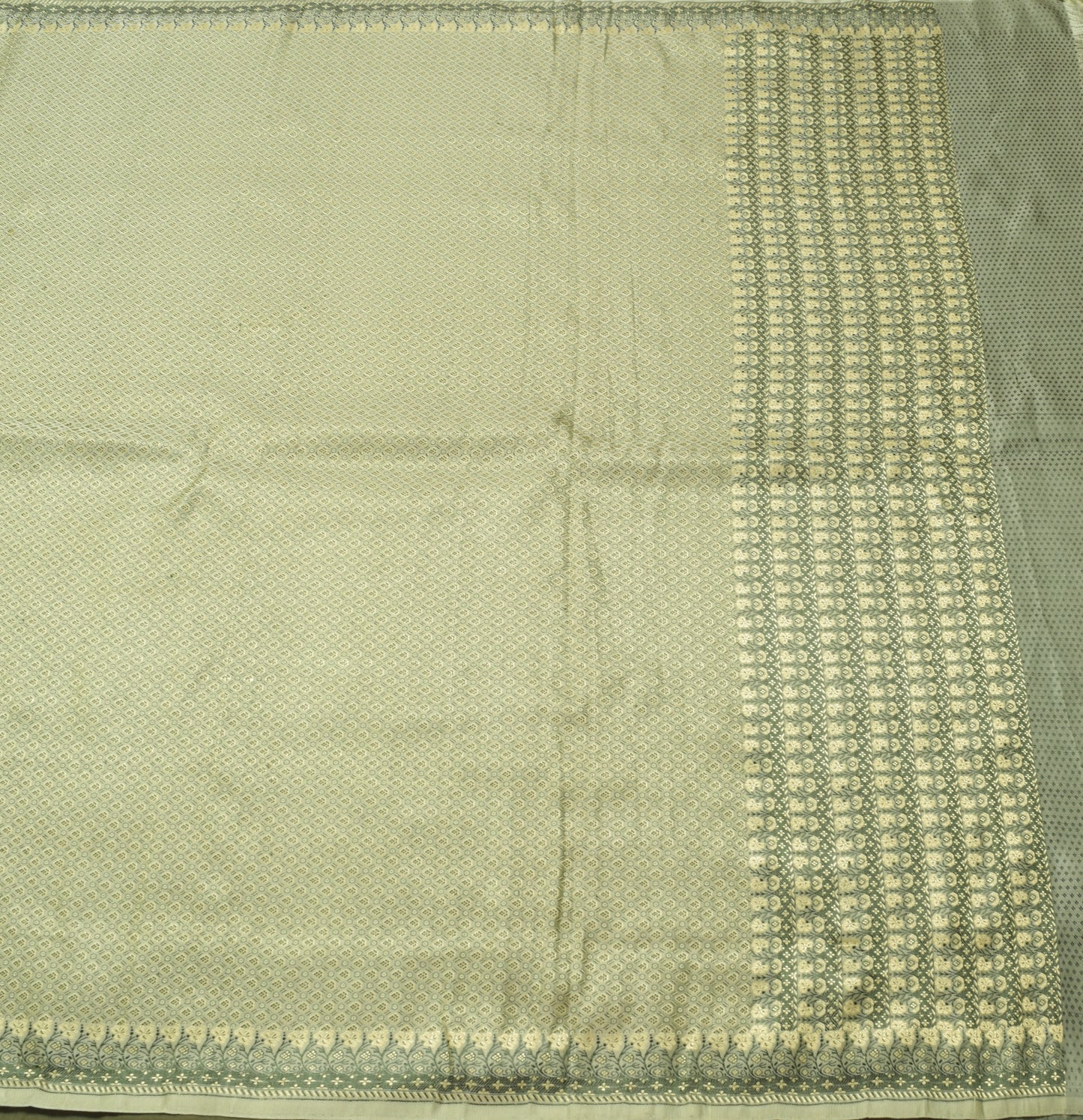 Sushila Vintage Heavy Saree 100%Pure Satin Silk Banarasi Green Woven Sari Fabric