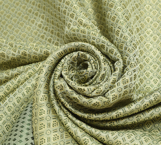 Sushila Vintage Heavy Saree 100%Pure Satin Silk Banarasi Green Woven Sari Fabric
