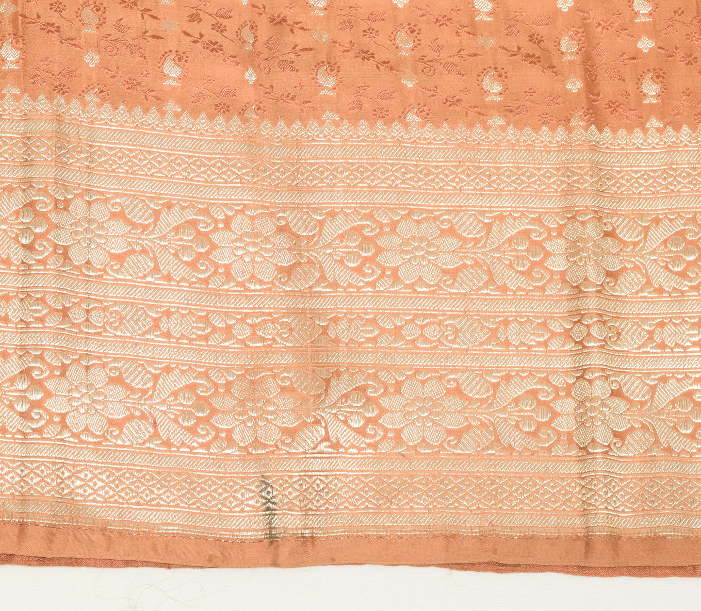 Sushila Vintage Heavy Brown Saree Pure Satin Silk Banarasi Brocade Woven Fabric