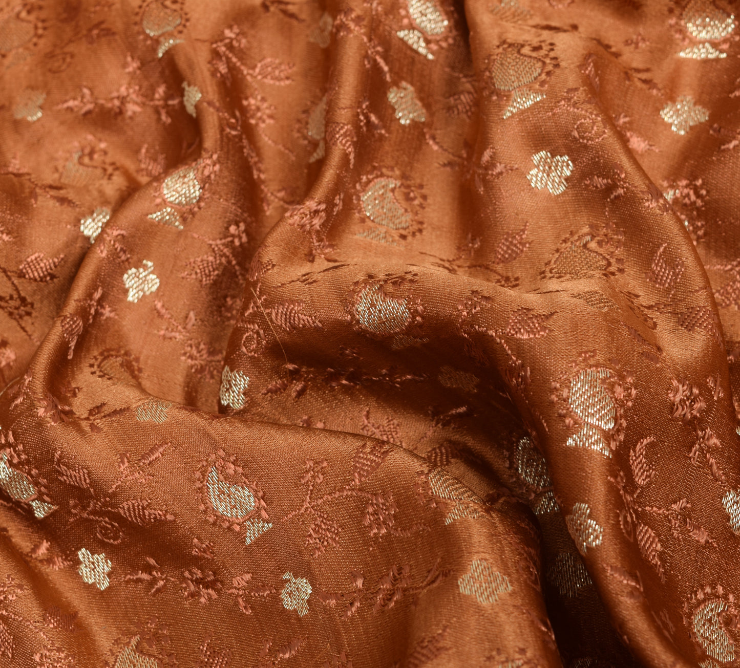 Sushila Vintage Heavy Brown Saree Pure Satin Silk Banarasi Brocade Woven Fabric