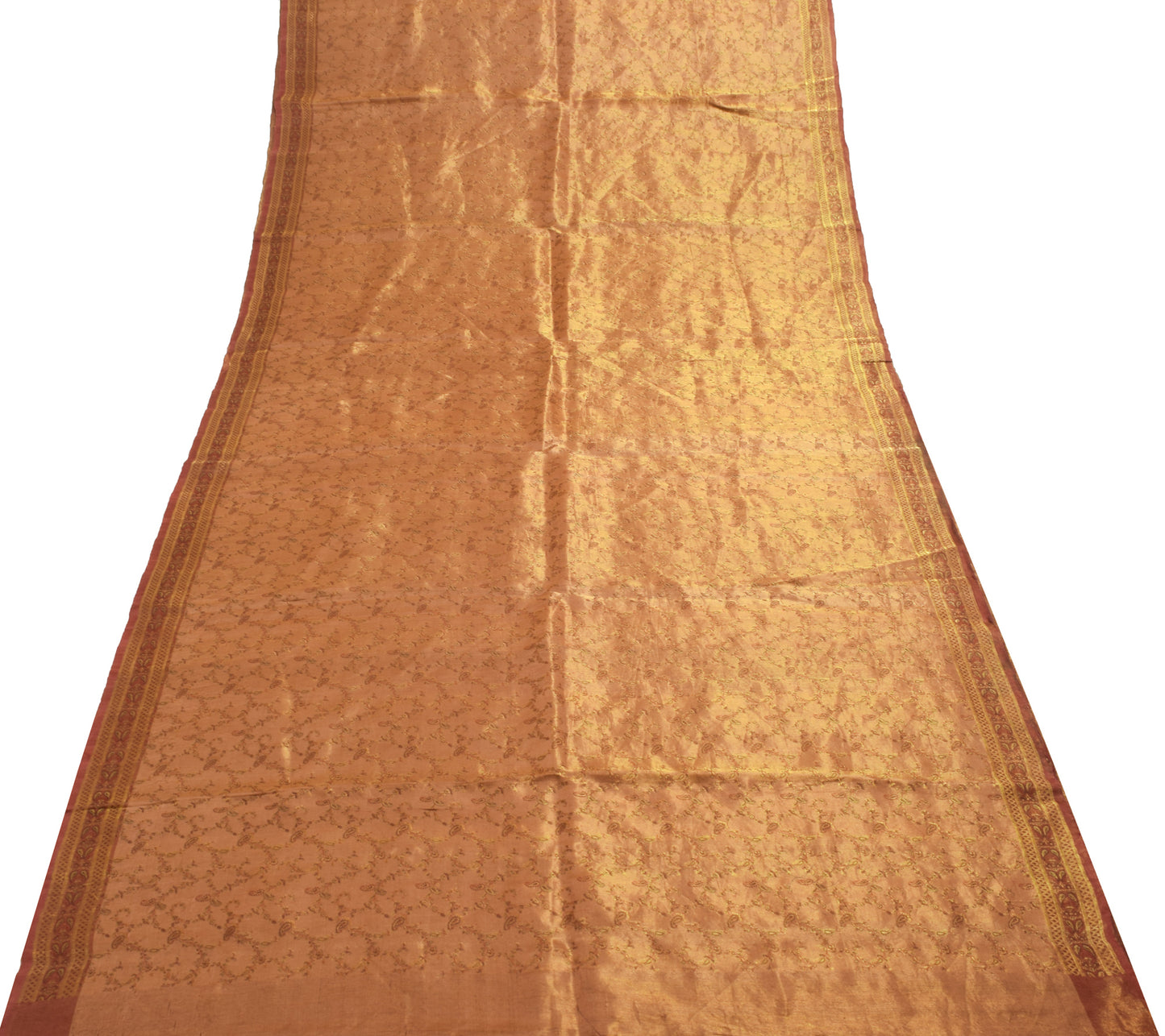 Sushila Vintage Heavy Saree Pure Satin Silk Banarasi Brocade Woven Golden Fabric