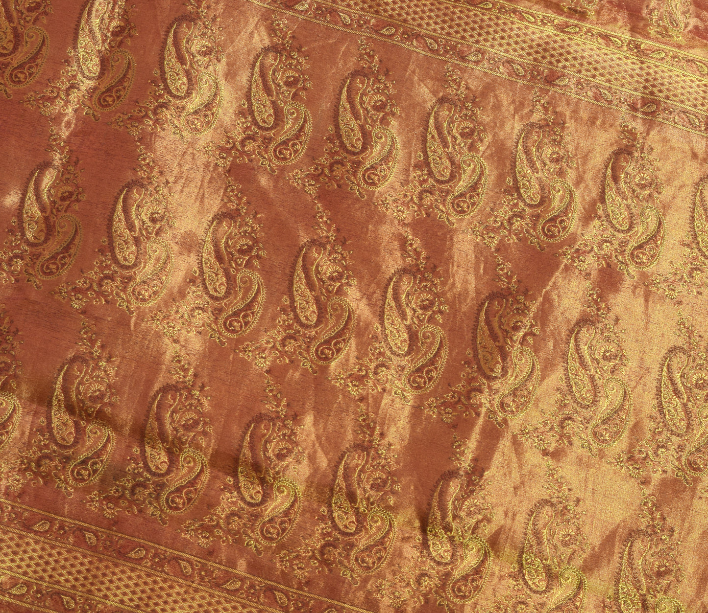 Sushila Vintage Heavy Saree Pure Satin Silk Banarasi Brocade Woven Golden Fabric