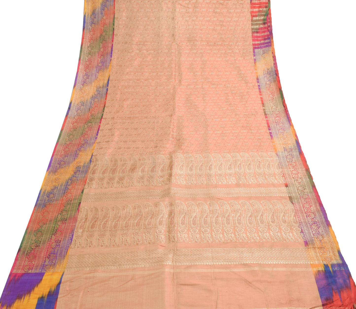 Sushila Vintage Heavy Saree Pure Satin Silk Banarasi Brocade Woven Sari Fabric