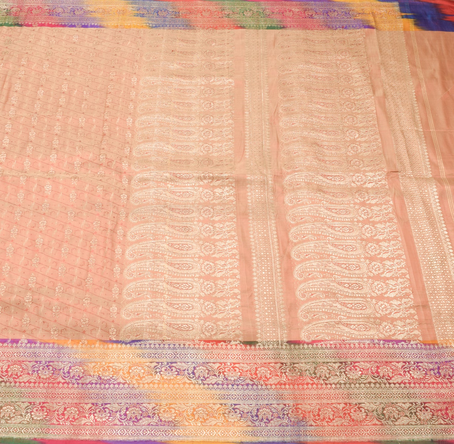 Sushila Vintage Heavy Saree Pure Satin Silk Banarasi Brocade Woven Sari Fabric