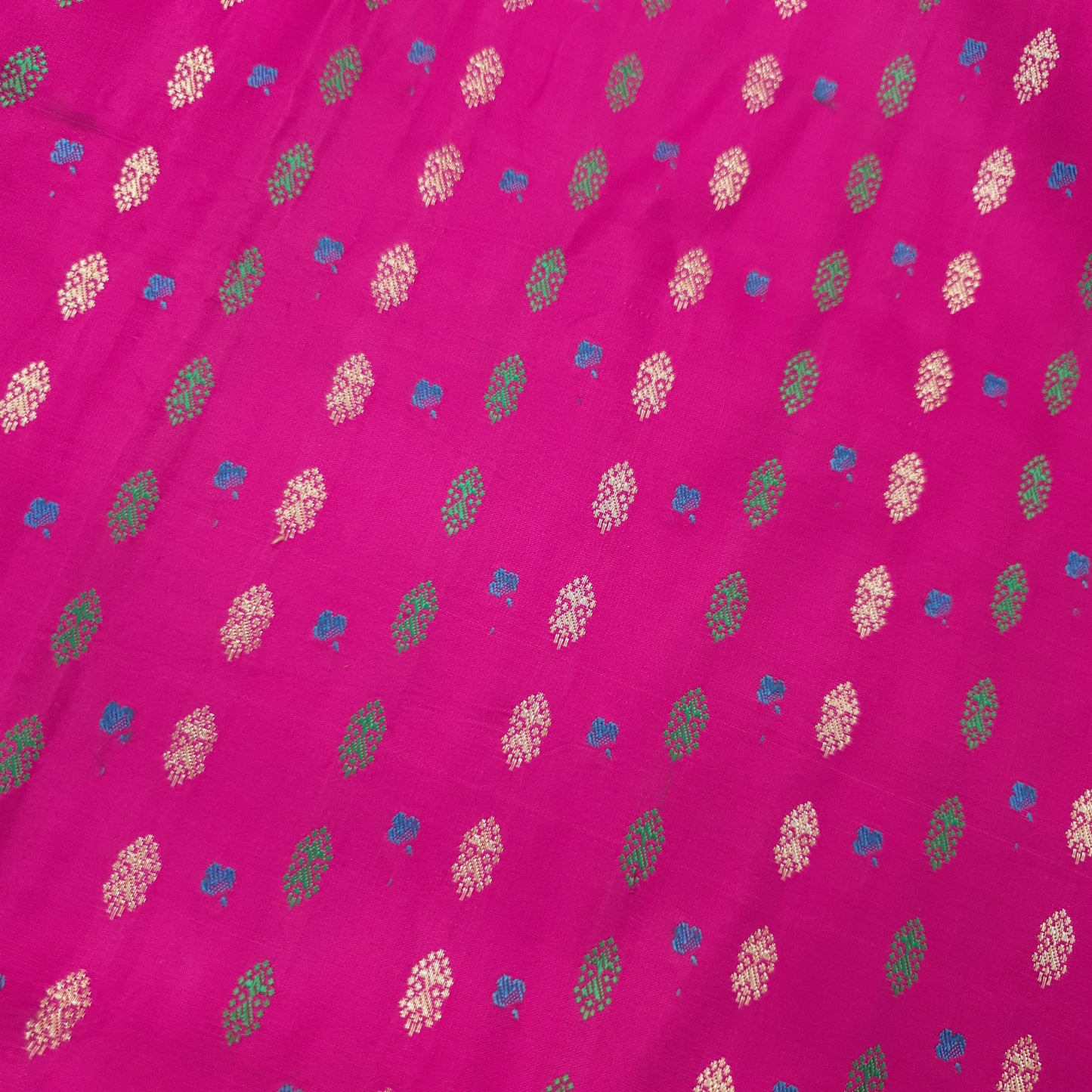 Sushila Vintage Heavy Banarasi Magenta Saree Pure Satin Silk Brocade Sari Fabric