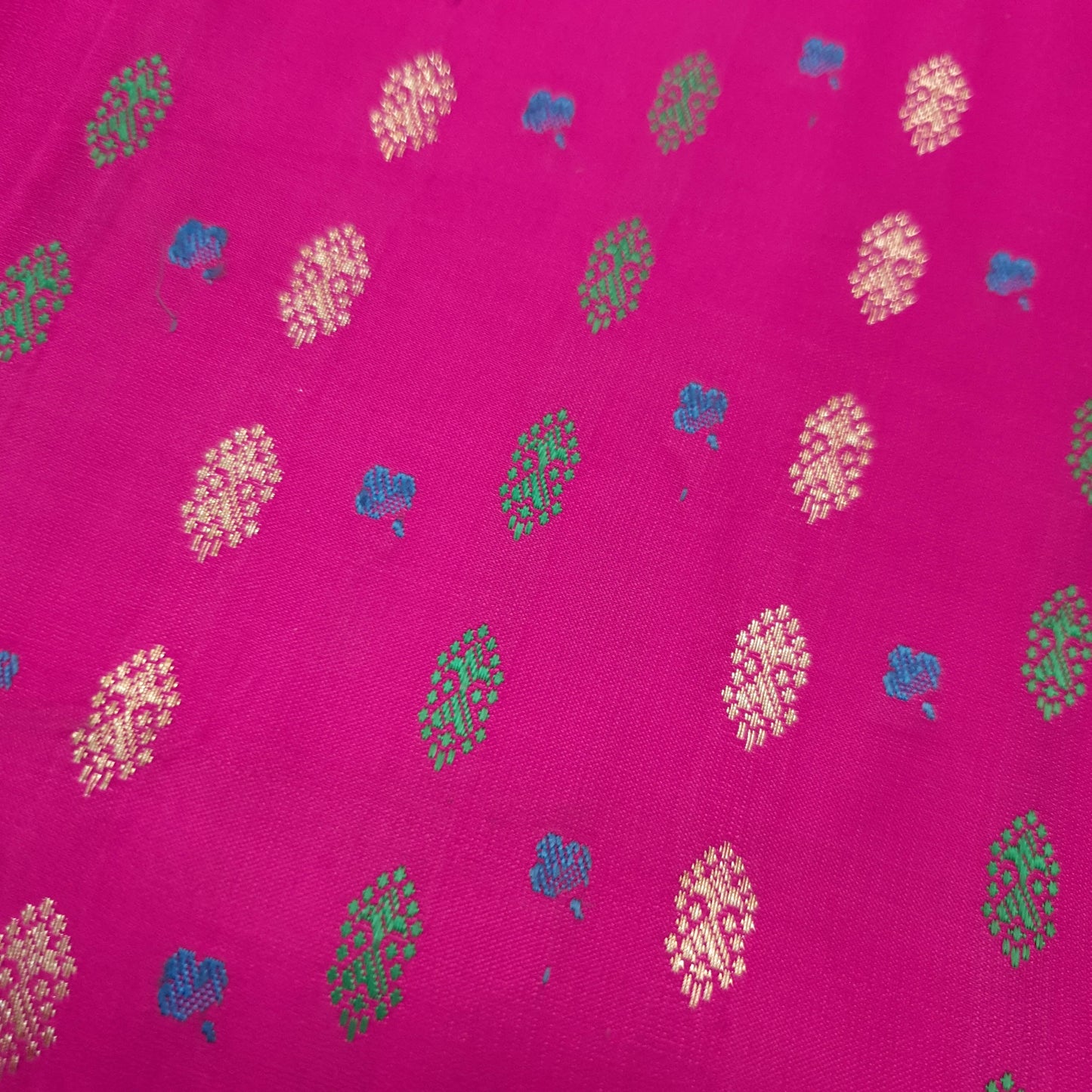 Sushila Vintage Heavy Banarasi Magenta Saree Pure Satin Silk Brocade Sari Fabric